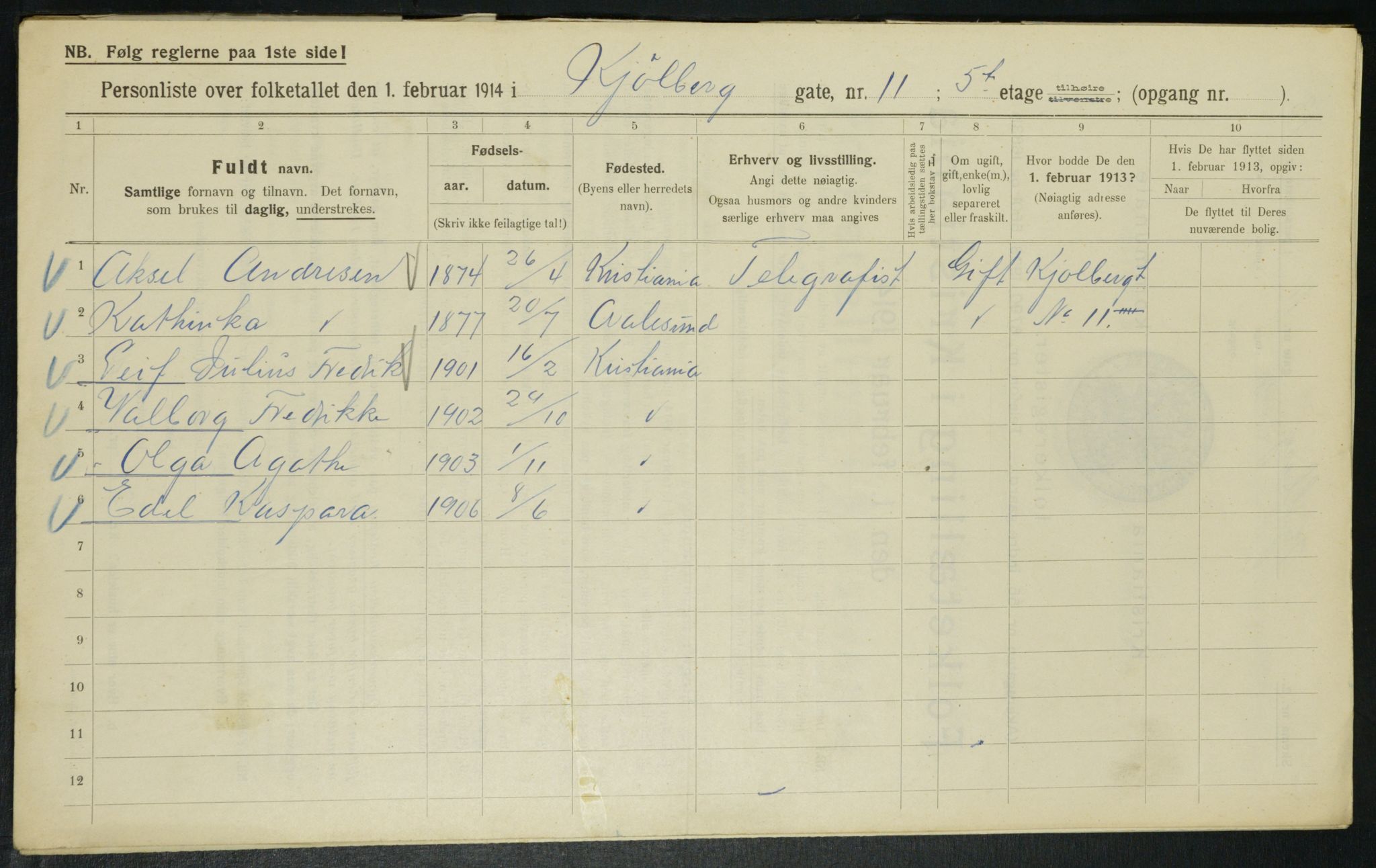 OBA, Municipal Census 1914 for Kristiania, 1914, p. 51479