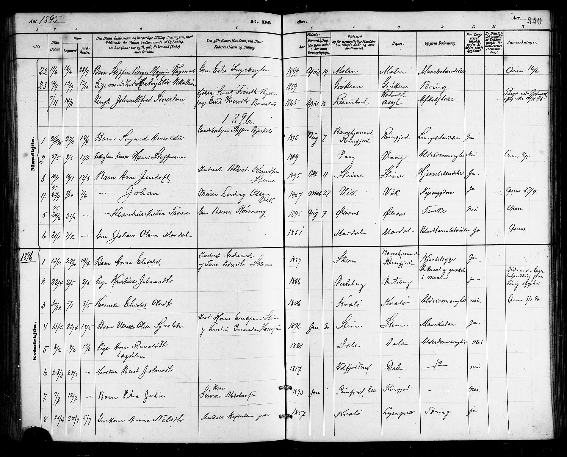 Ministerialprotokoller, klokkerbøker og fødselsregistre - Nordland, SAT/A-1459/812/L0188: Parish register (copy) no. 812C06, 1884-1912, p. 340