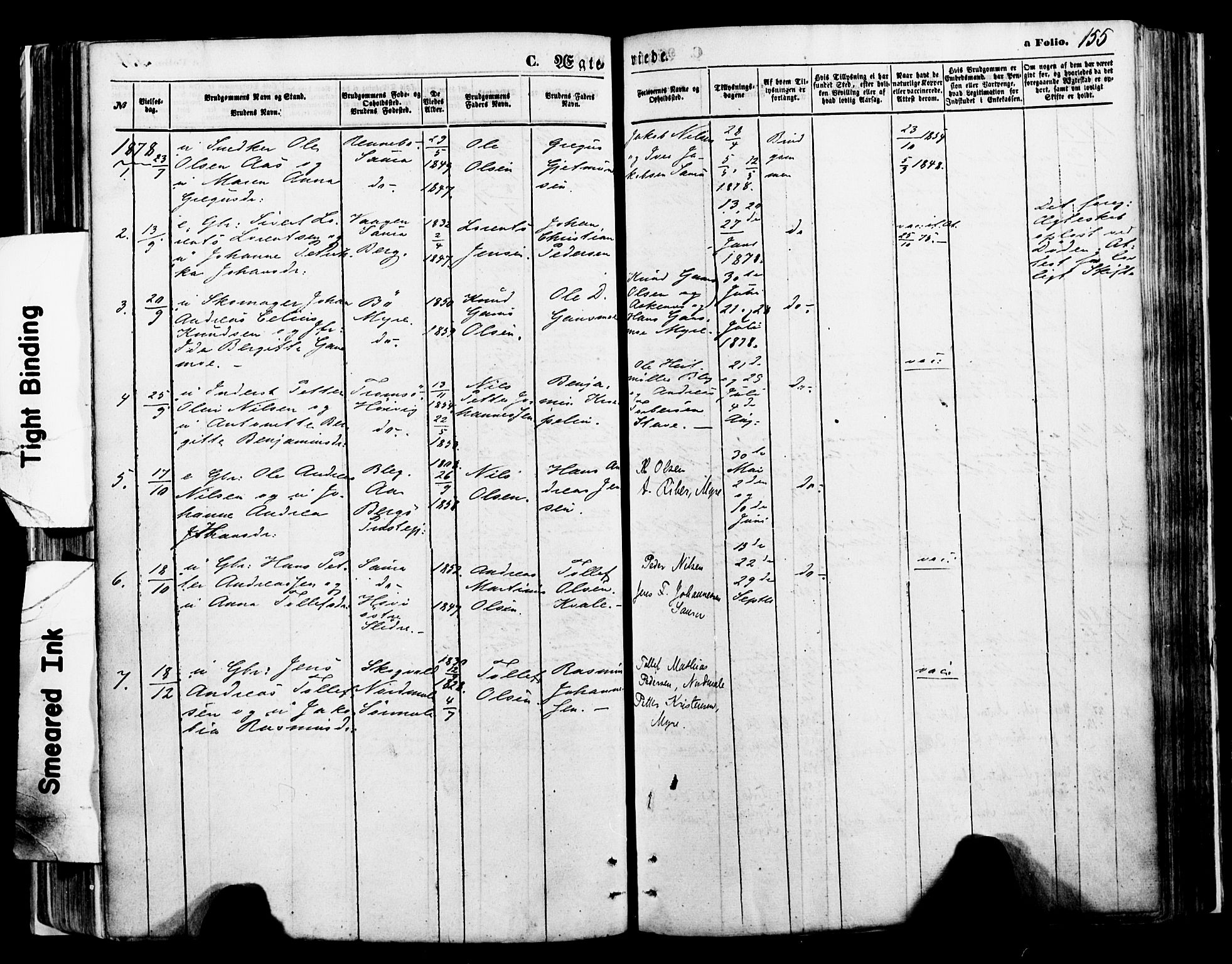 Ministerialprotokoller, klokkerbøker og fødselsregistre - Nordland, SAT/A-1459/897/L1397: Parish register (official) no. 897A05 /1, 1867-1880, p. 155