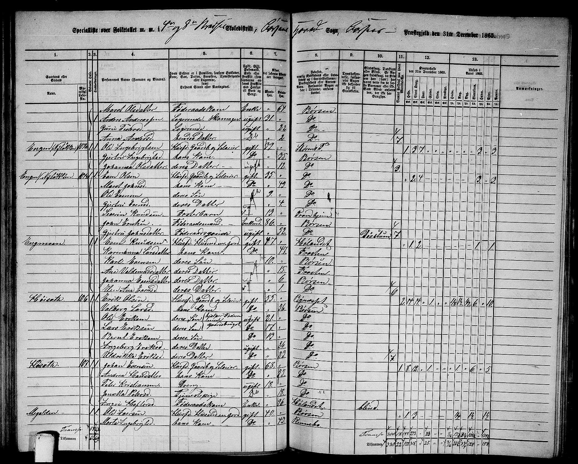 RA, 1865 census for Børsa, 1865, p. 75