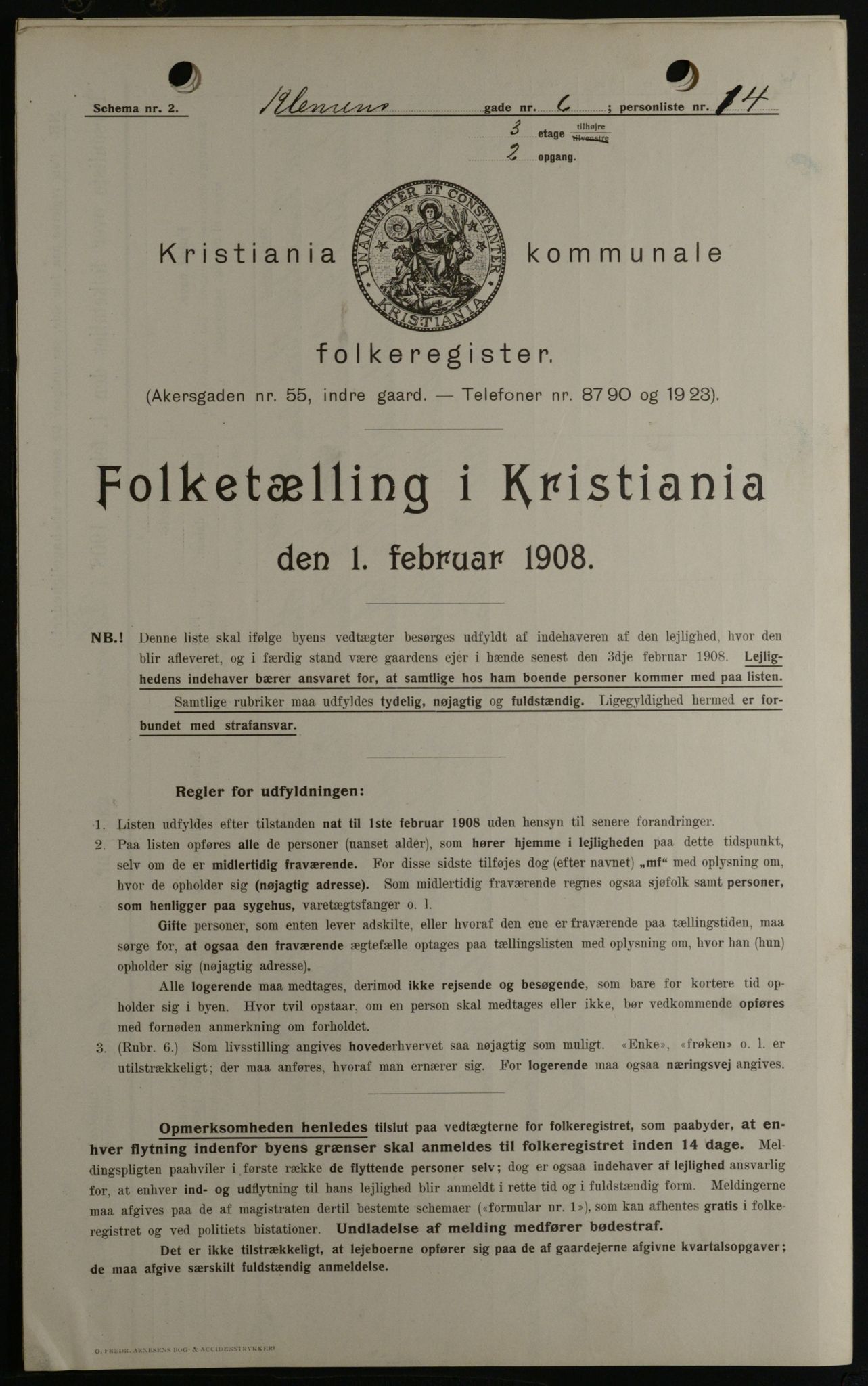 OBA, Municipal Census 1908 for Kristiania, 1908, p. 12073