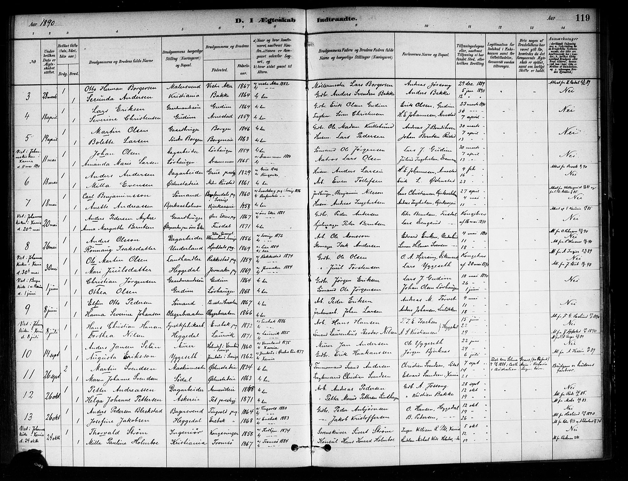 Asker prestekontor Kirkebøker, SAO/A-10256a/F/Fa/L0014: Parish register (official) no. I 14, 1879-1900, p. 119