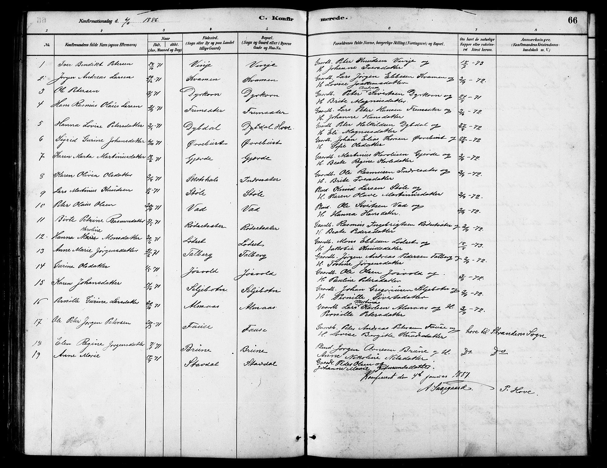 Ministerialprotokoller, klokkerbøker og fødselsregistre - Møre og Romsdal, AV/SAT-A-1454/521/L0302: Parish register (copy) no. 521C03, 1882-1907, p. 66