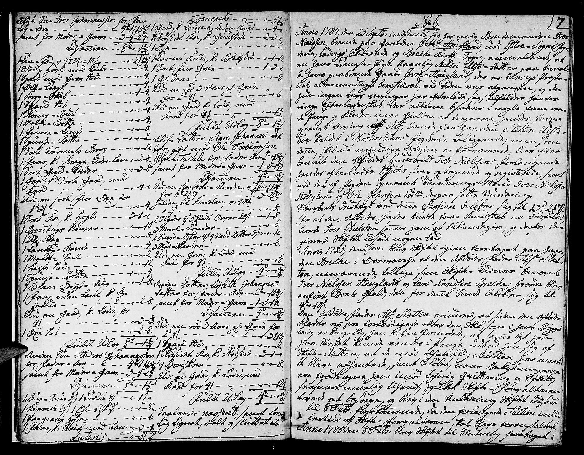 Ytre Sogn tingrett, AV/SAB-A-2601/1/H/Ha/L0010a: Skifteprotokoll, 1783-1786, p. 6b-7a