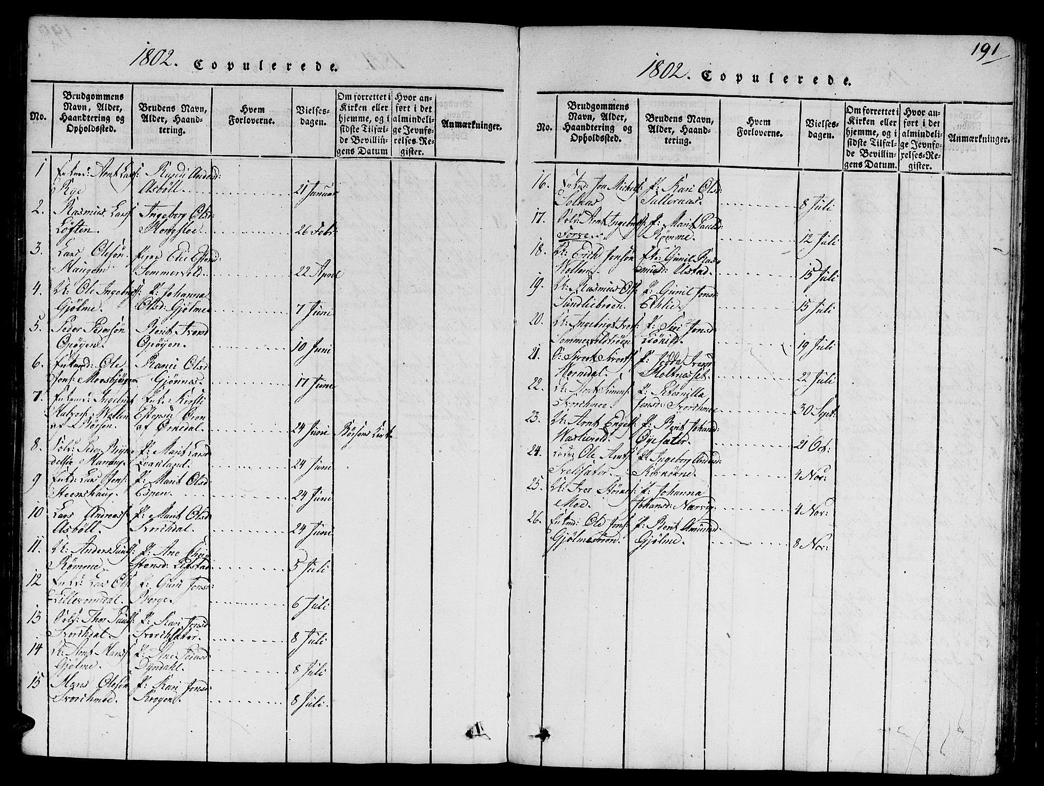 Ministerialprotokoller, klokkerbøker og fødselsregistre - Sør-Trøndelag, SAT/A-1456/668/L0803: Parish register (official) no. 668A03, 1800-1826, p. 191