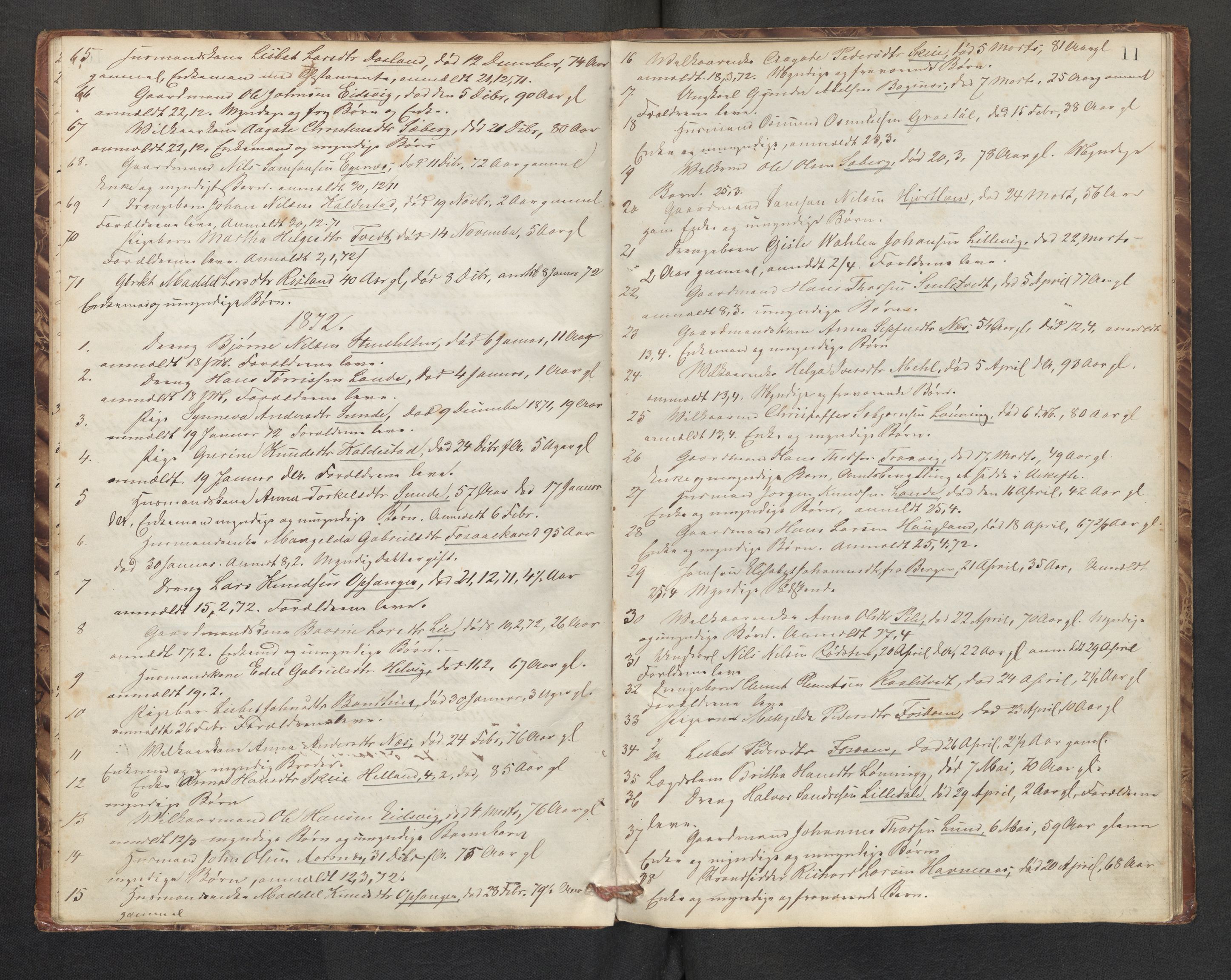 Lensmannen i Kvinnherad, AV/SAB-A-33301/1/0006/L0001: Dødsfallprotokoll, 1864-1890, p. 11