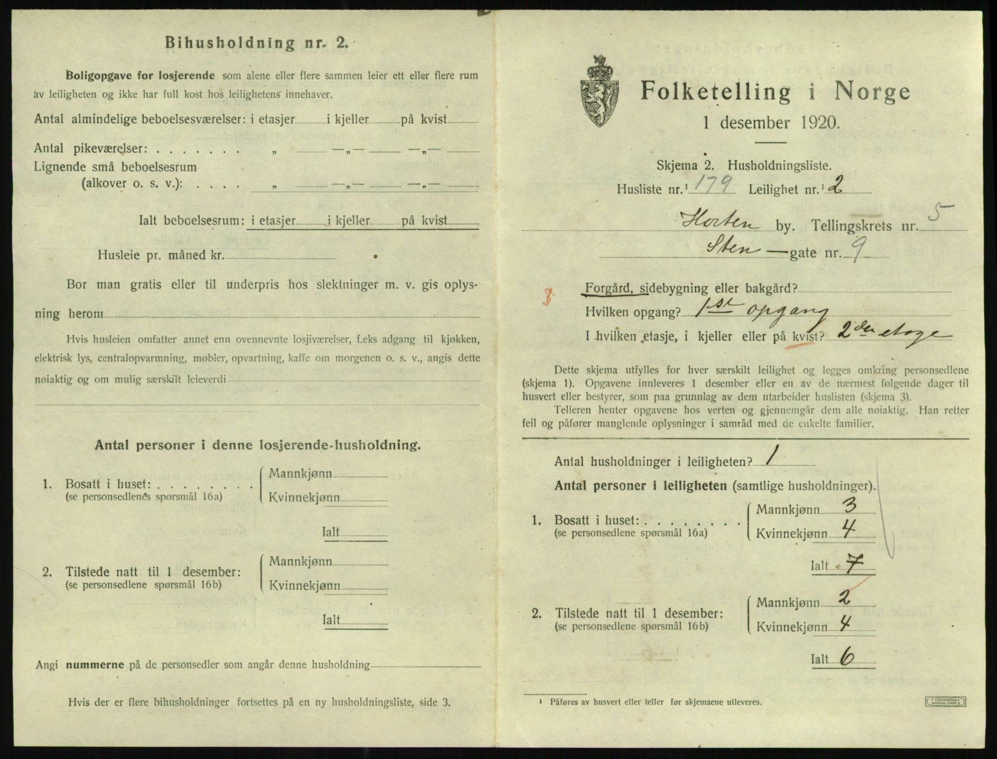 SAKO, 1920 census for Horten, 1920, p. 6273