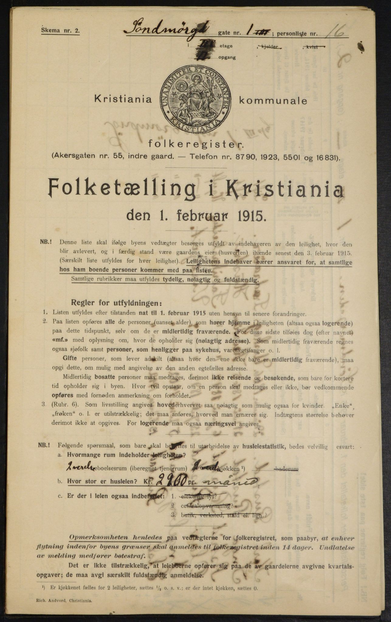 OBA, Municipal Census 1915 for Kristiania, 1915, p. 104938