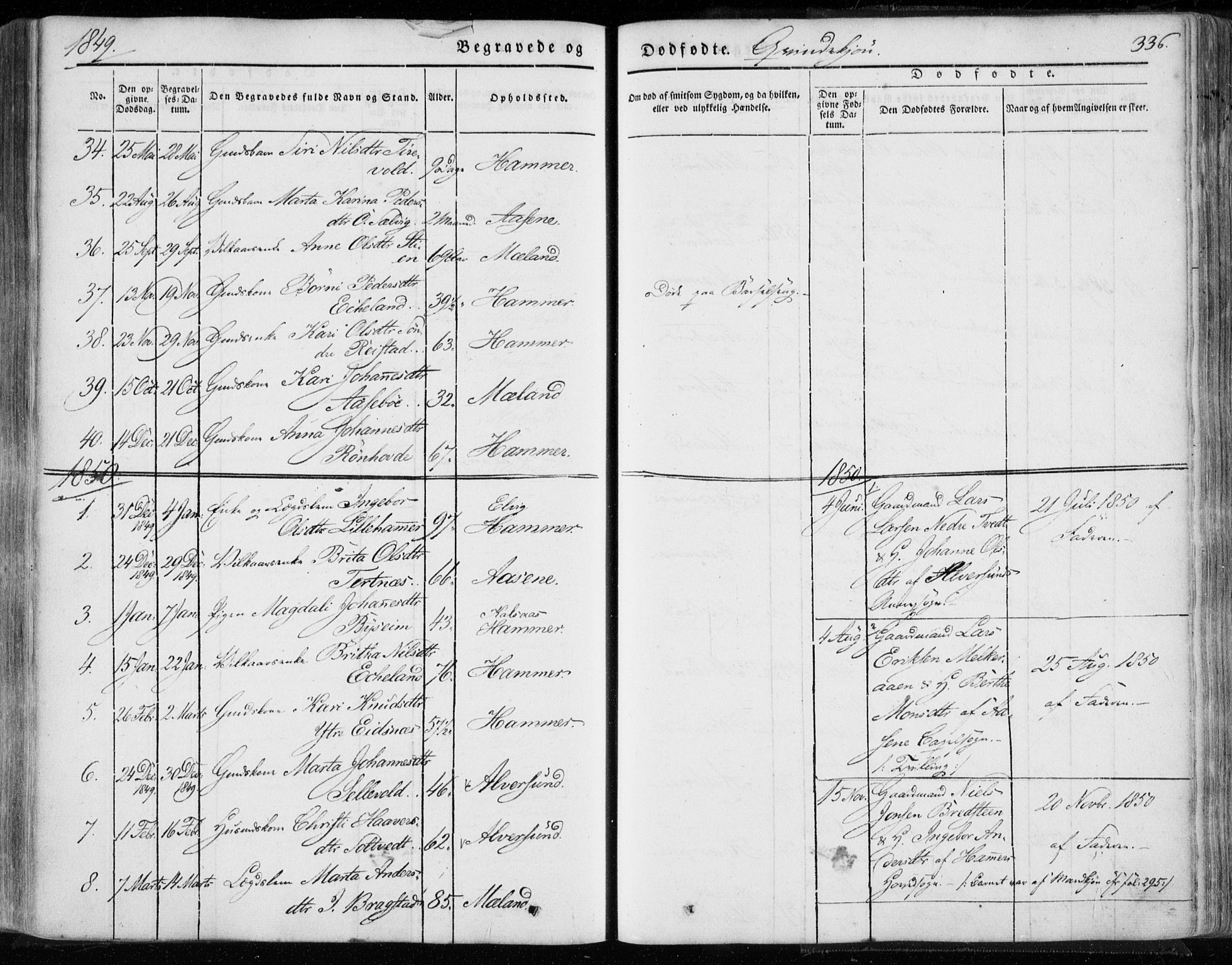 Hamre sokneprestembete, AV/SAB-A-75501/H/Ha/Haa/Haaa/L0013: Parish register (official) no. A 13, 1846-1857, p. 336