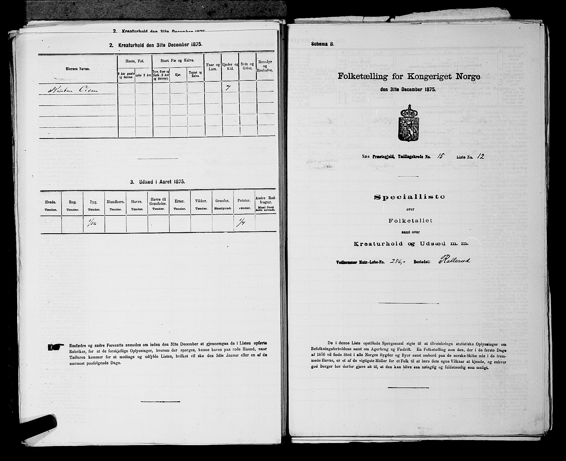 RA, 1875 census for 0236P Nes, 1875, p. 2783