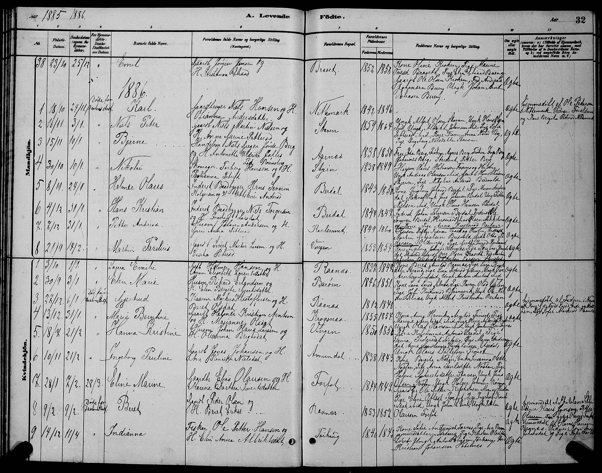Ministerialprotokoller, klokkerbøker og fødselsregistre - Sør-Trøndelag, SAT/A-1456/655/L0687: Parish register (copy) no. 655C03, 1880-1898, p. 32