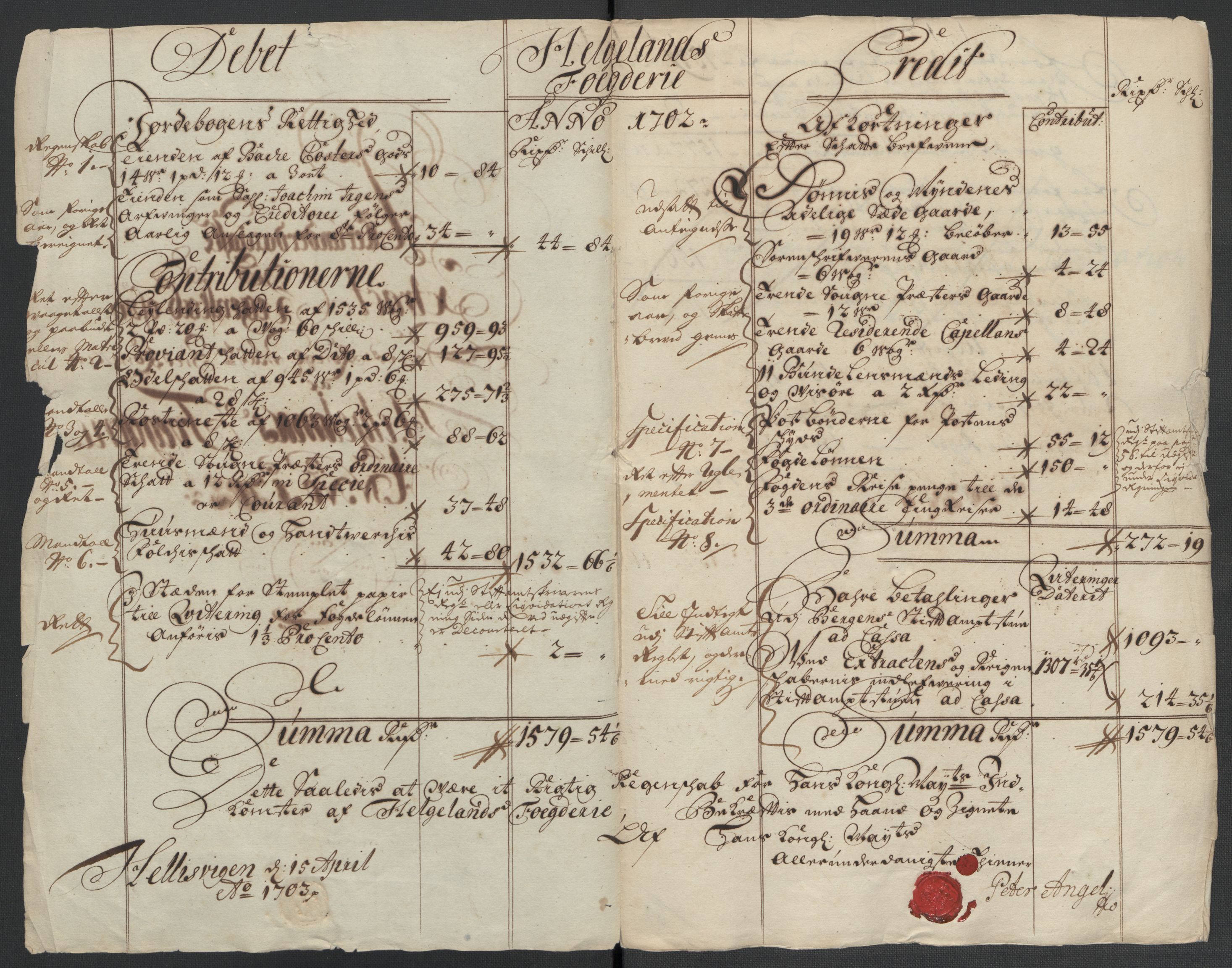 Rentekammeret inntil 1814, Reviderte regnskaper, Fogderegnskap, AV/RA-EA-4092/R65/L4508: Fogderegnskap Helgeland, 1702-1705, p. 5