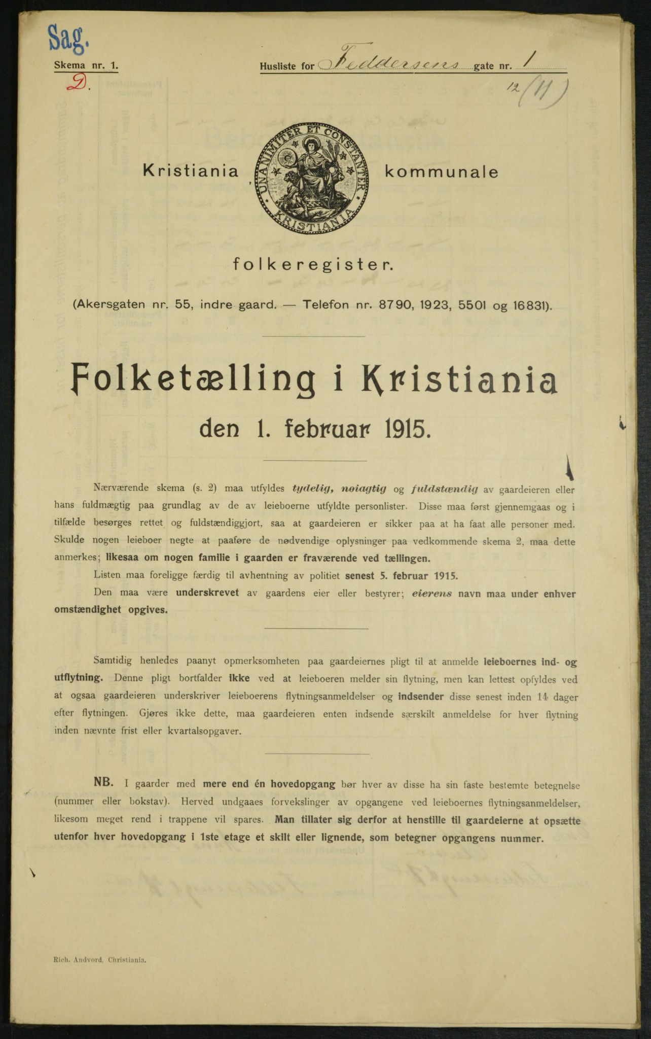 OBA, Municipal Census 1915 for Kristiania, 1915, p. 23541