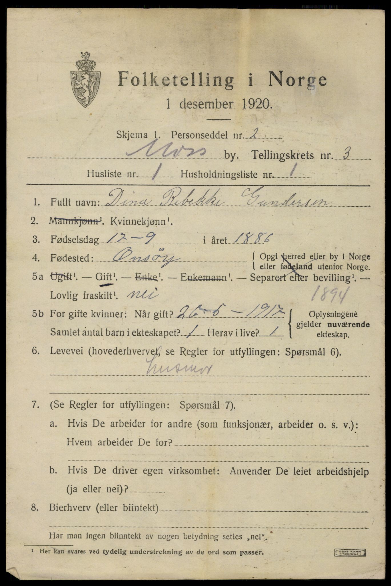 SAO, 1920 census for Moss, 1920, p. 11143