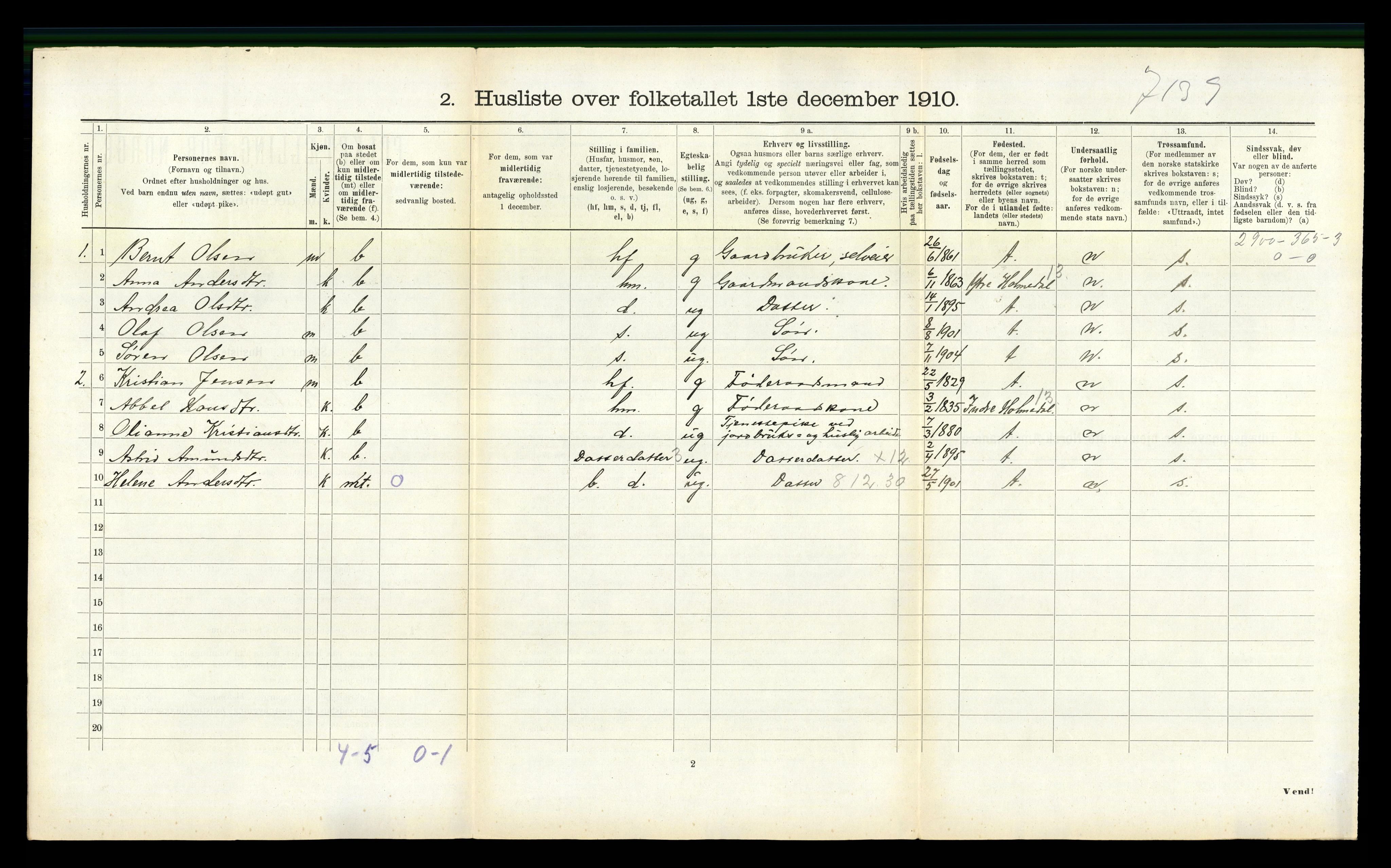 RA, 1910 census for Hyllestad, 1910, p. 200