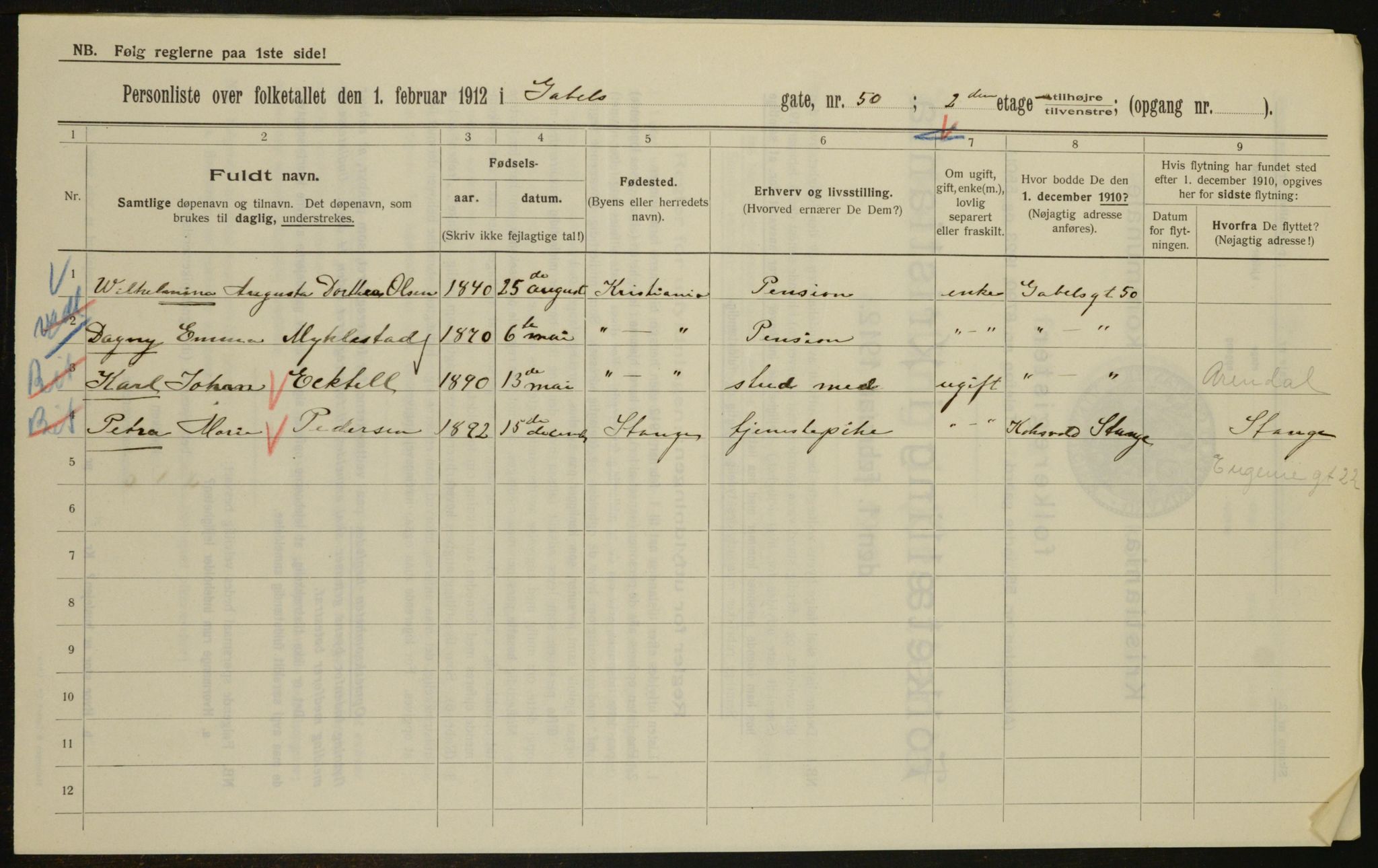 OBA, Municipal Census 1912 for Kristiania, 1912, p. 28567