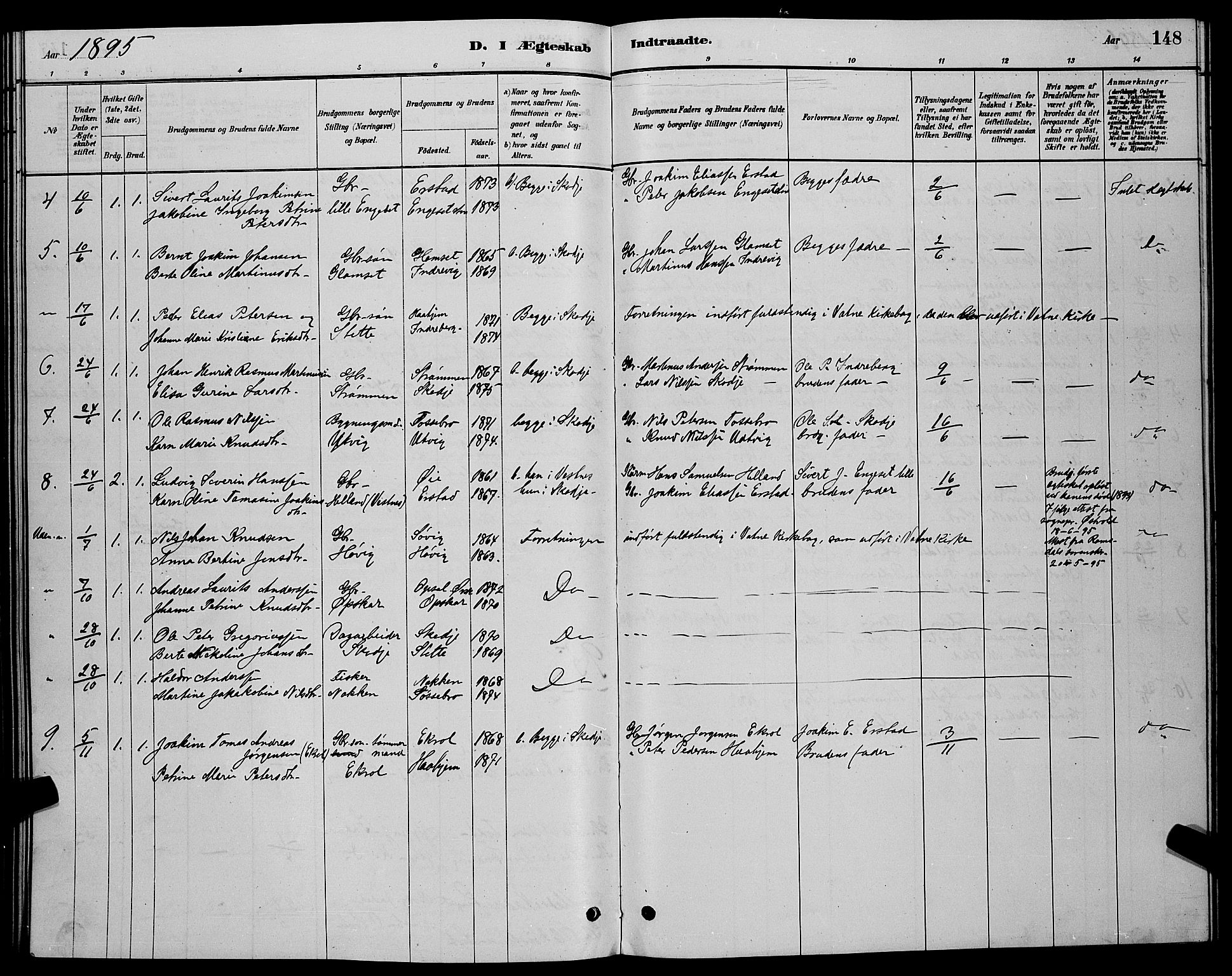 Ministerialprotokoller, klokkerbøker og fødselsregistre - Møre og Romsdal, AV/SAT-A-1454/524/L0365: Parish register (copy) no. 524C06, 1880-1899, p. 148