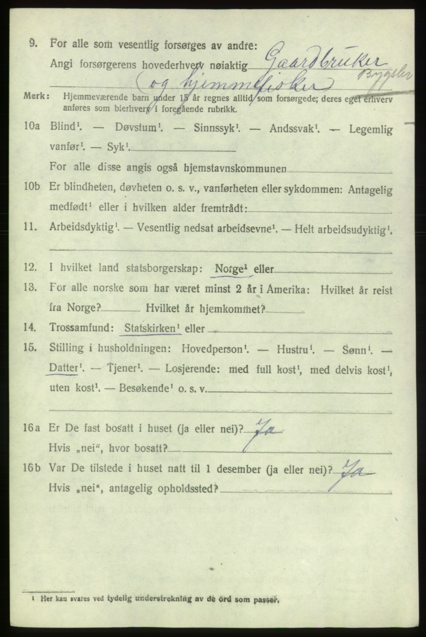 SAB, 1920 census for Bremnes, 1920, p. 1305