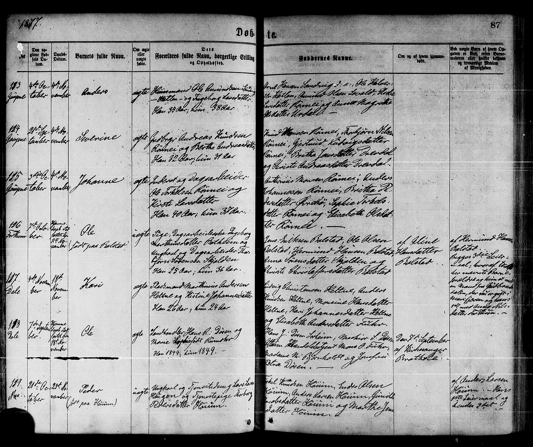 Luster sokneprestembete, AV/SAB-A-81101/H/Haa/Haaa/L0010: Parish register (official) no. A 10, 1871-1886, p. 87