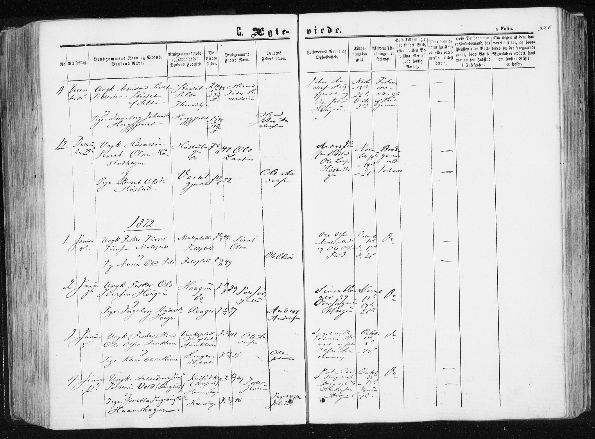 Ministerialprotokoller, klokkerbøker og fødselsregistre - Sør-Trøndelag, SAT/A-1456/612/L0377: Parish register (official) no. 612A09, 1859-1877, p. 326