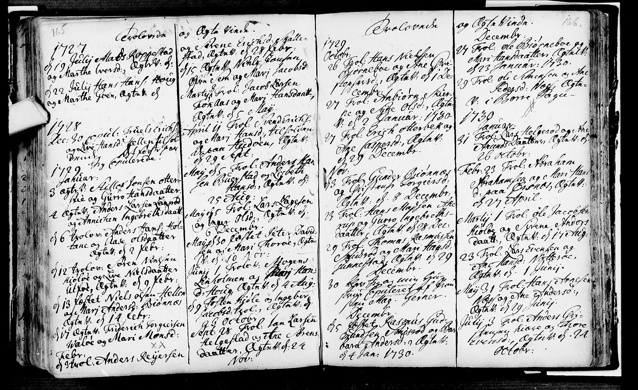 Nøtterøy kirkebøker, SAKO/A-354/F/Fa/L0001: Parish register (official) no. I 1, 1686-1738, p. 165-166