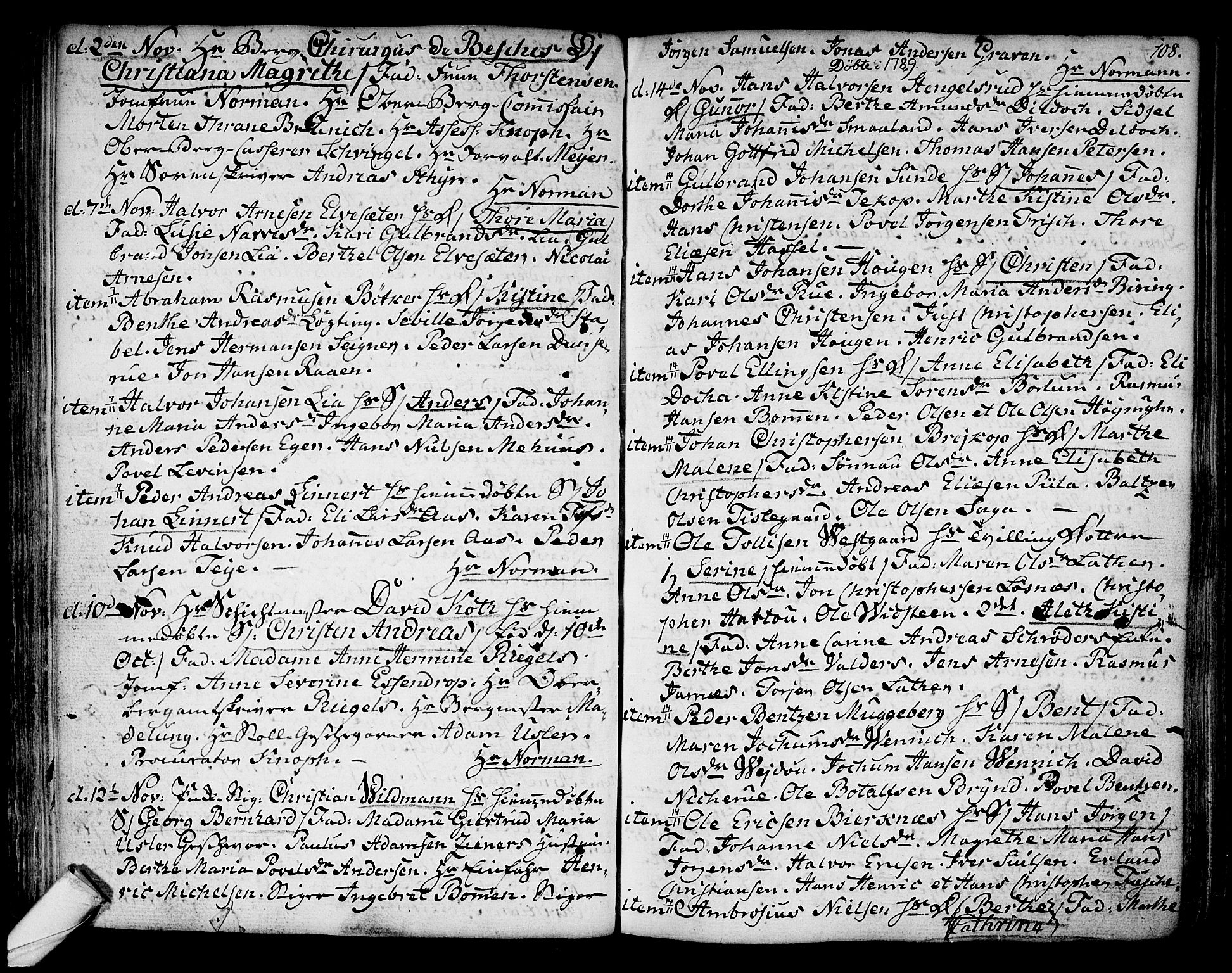 Kongsberg kirkebøker, SAKO/A-22/F/Fa/L0006: Parish register (official) no. I 6, 1783-1797, p. 108