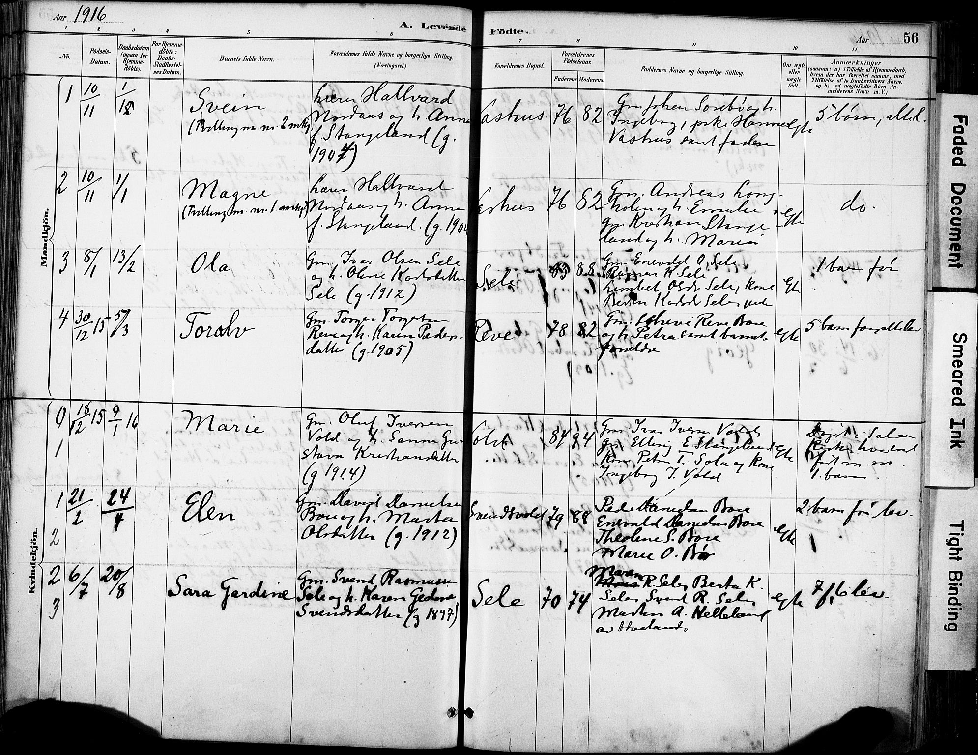 Klepp sokneprestkontor, AV/SAST-A-101803/001/3/30BA/L0008: Parish register (official) no. A 9, 1886-1919, p. 56