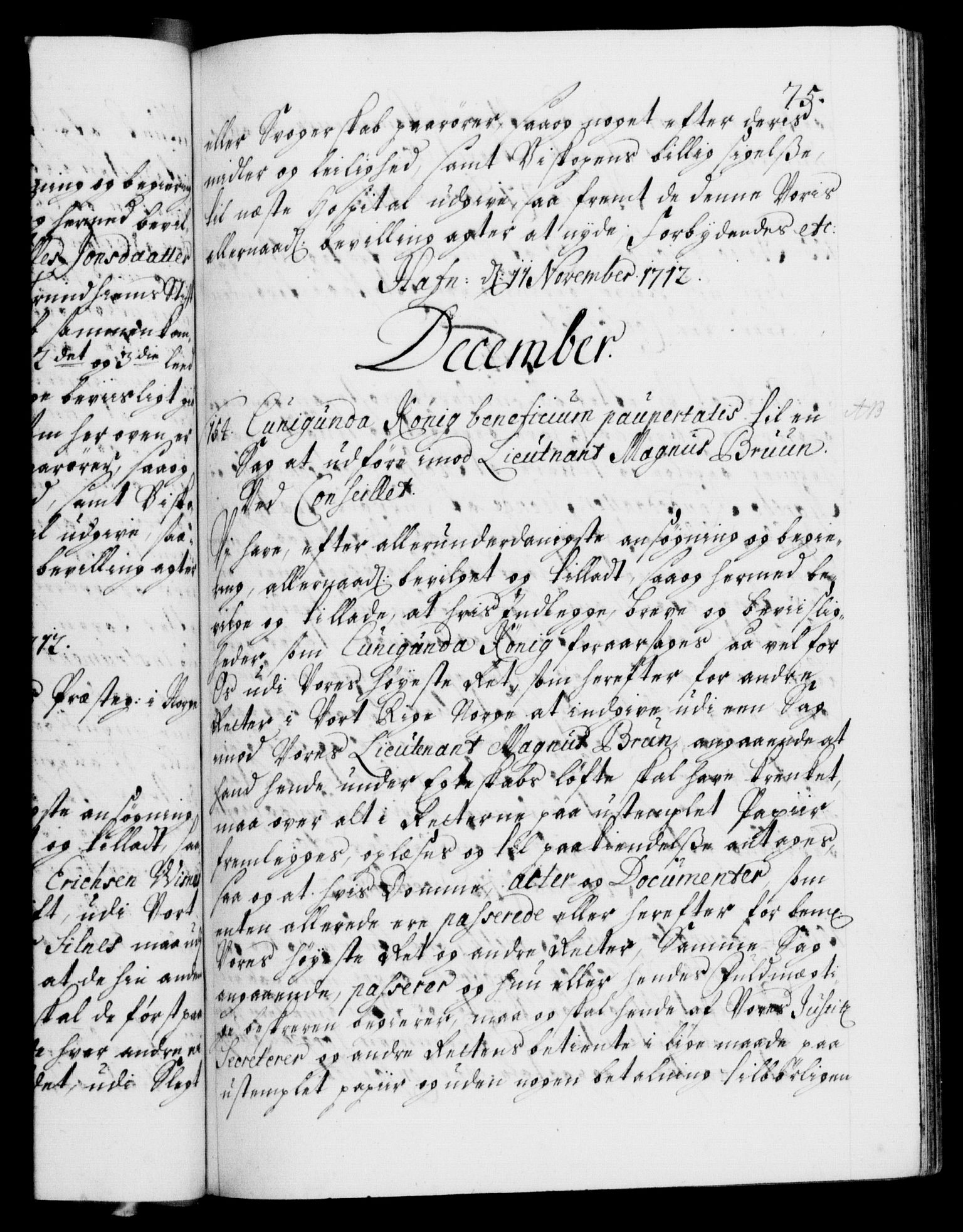 Danske Kanselli 1572-1799, AV/RA-EA-3023/F/Fc/Fca/Fcaa/L0021: Norske registre, 1712-1715, p. 75a