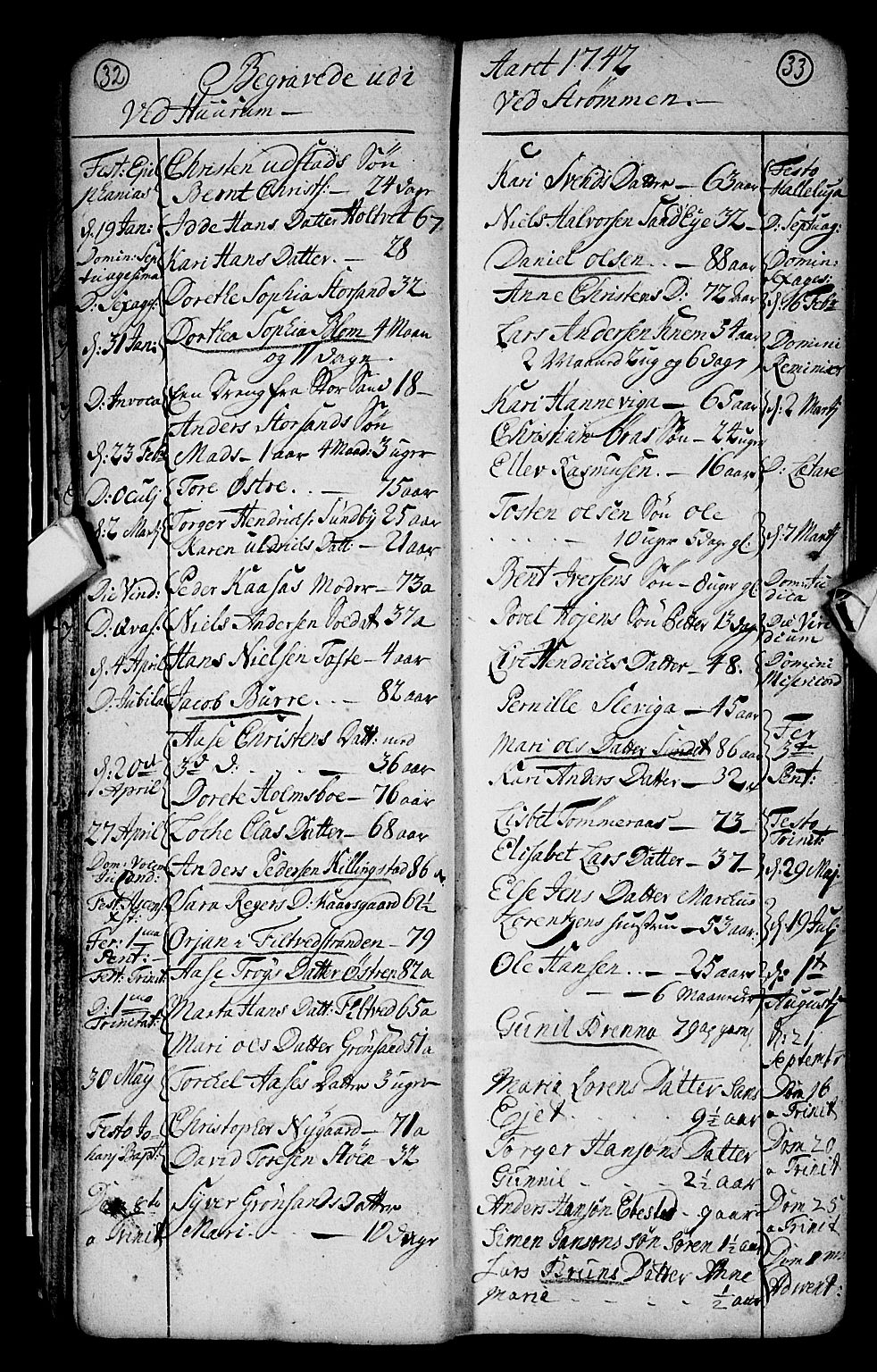 Hurum kirkebøker, SAKO/A-229/F/Fa/L0004: Parish register (official) no. 4, 1733-1757, p. 32-33
