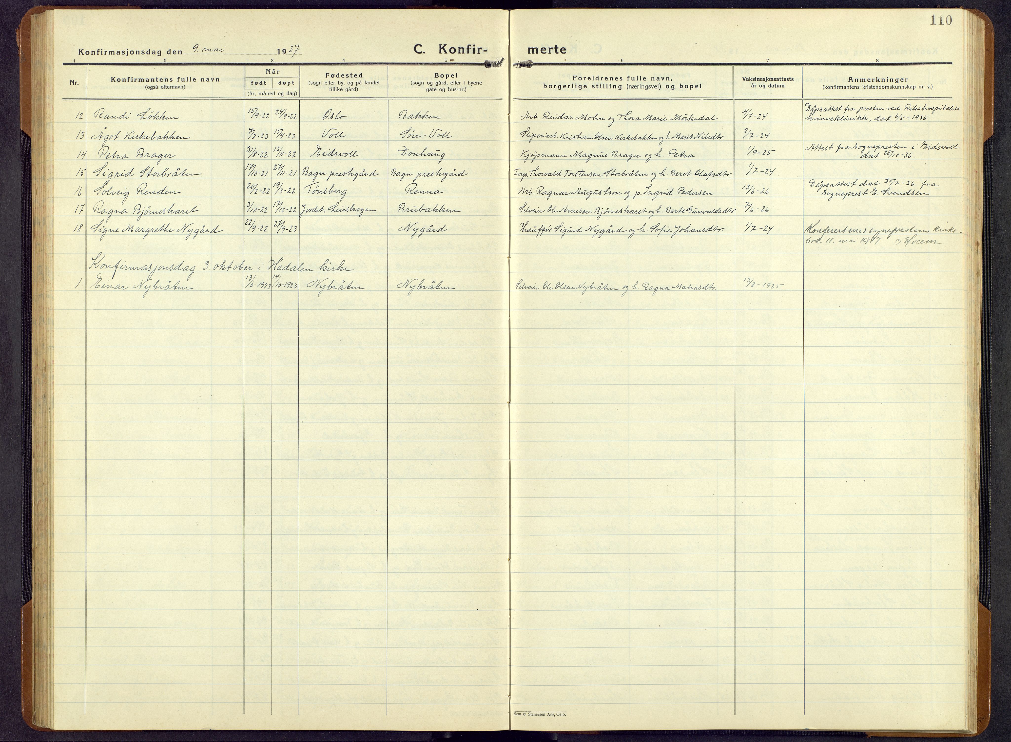 Sør-Aurdal prestekontor, AV/SAH-PREST-128/H/Ha/Hab/L0011: Parish register (copy) no. 11, 1922-1950, p. 110