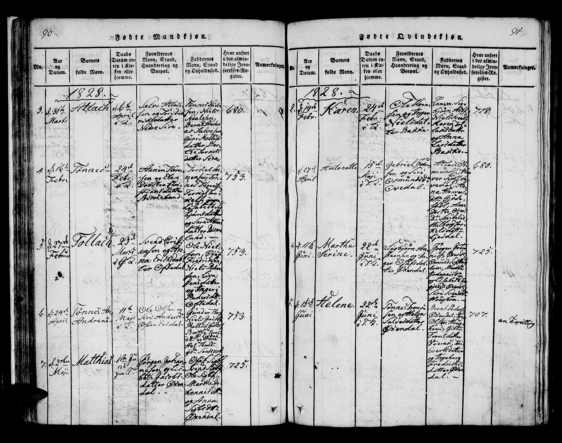 Bakke sokneprestkontor, AV/SAK-1111-0002/F/Fa/Faa/L0003: Parish register (official) no. A 3, 1815-1835, p. 90-91