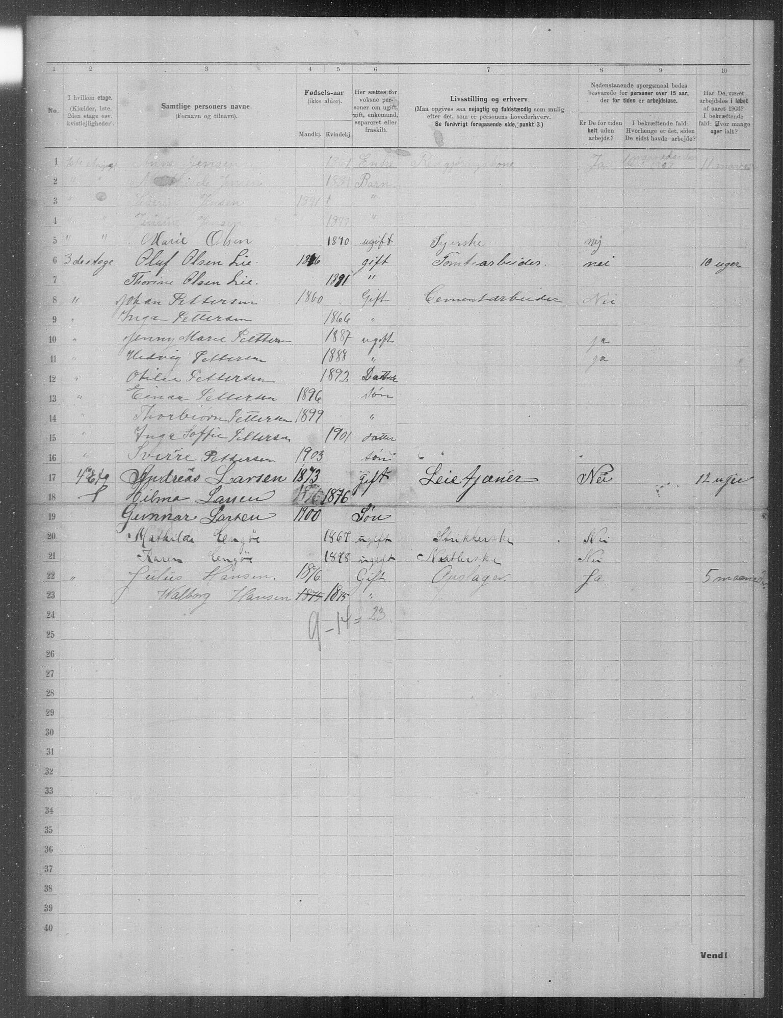 OBA, Municipal Census 1903 for Kristiania, 1903, p. 20413