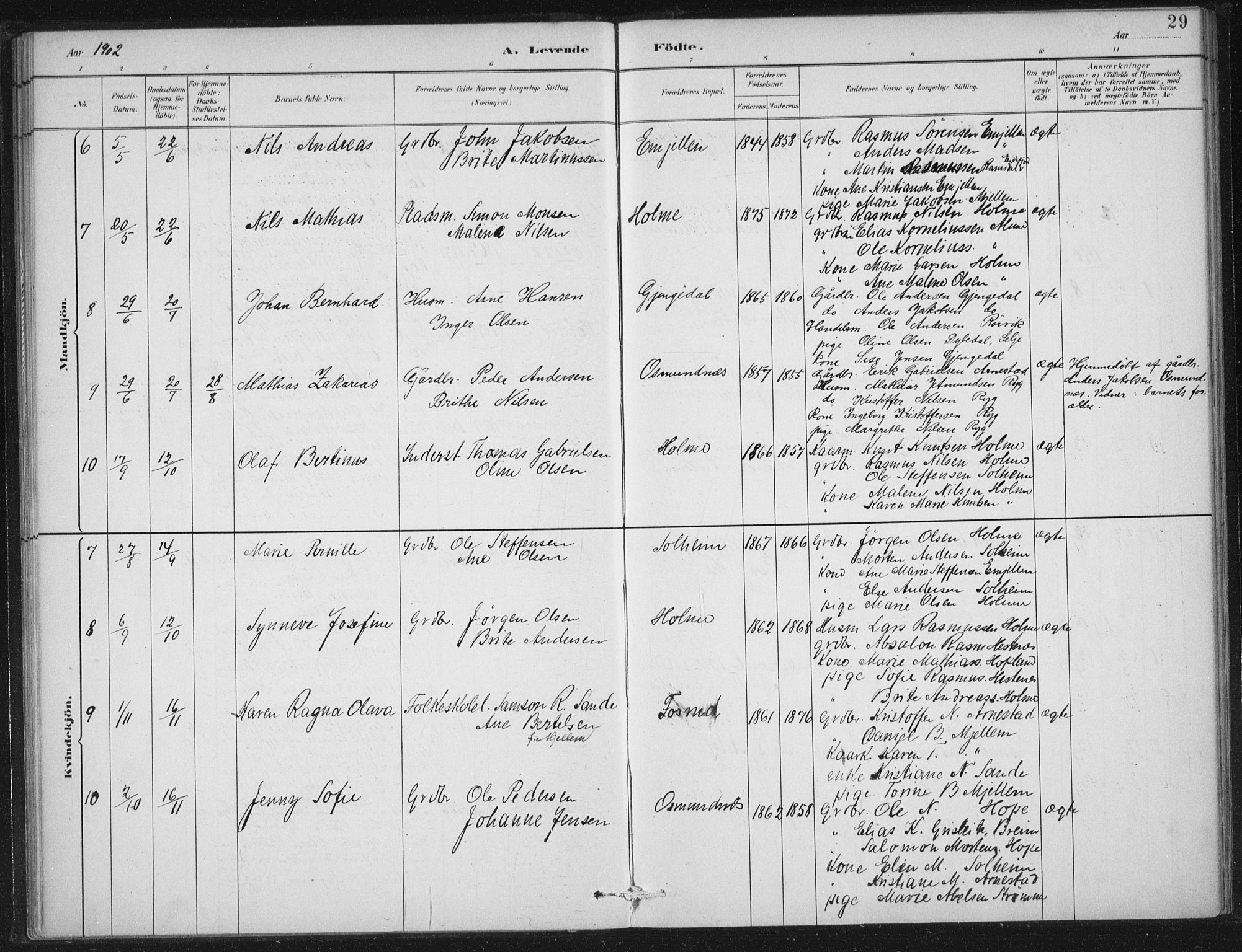 Gloppen sokneprestembete, SAB/A-80101/H/Haa/Haae/L0001: Parish register (official) no. E  1, 1885-1904, p. 29