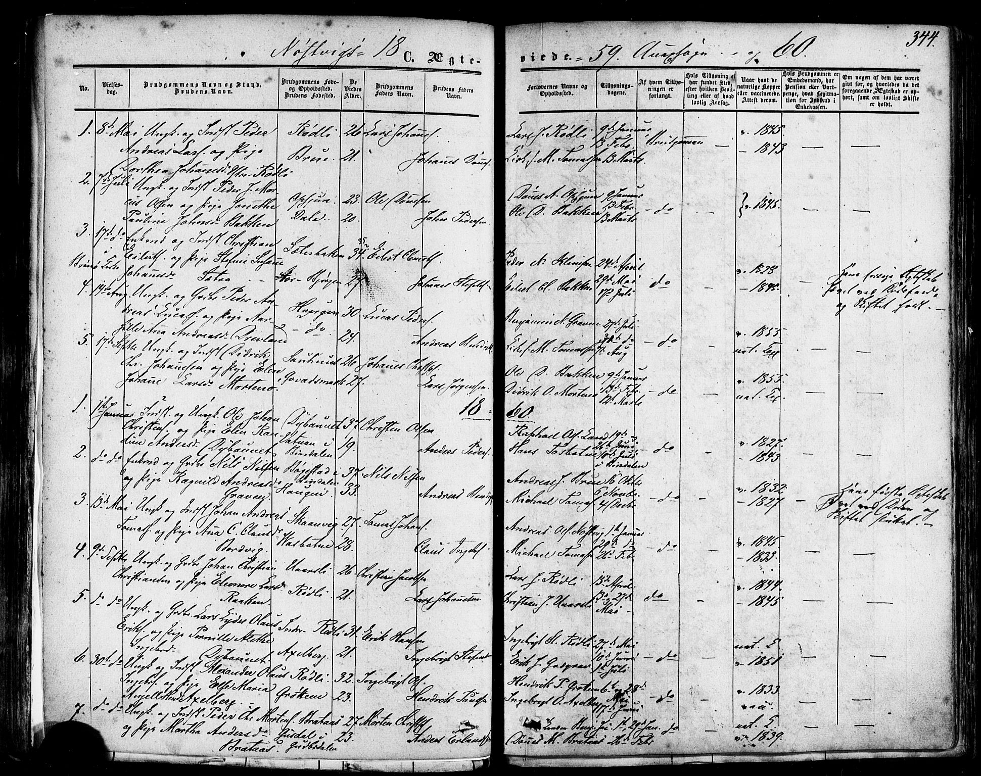 Ministerialprotokoller, klokkerbøker og fødselsregistre - Nordland, AV/SAT-A-1459/814/L0224: Parish register (official) no. 814A05, 1834-1874, p. 344