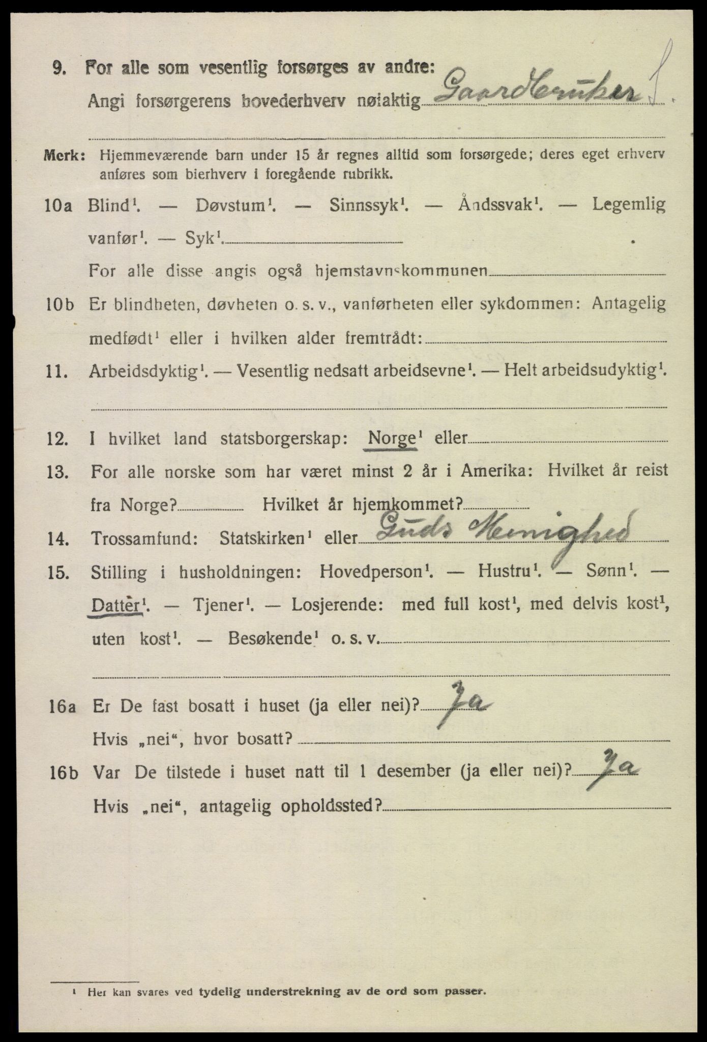 SAK, 1920 census for Vegårshei, 1920, p. 1915