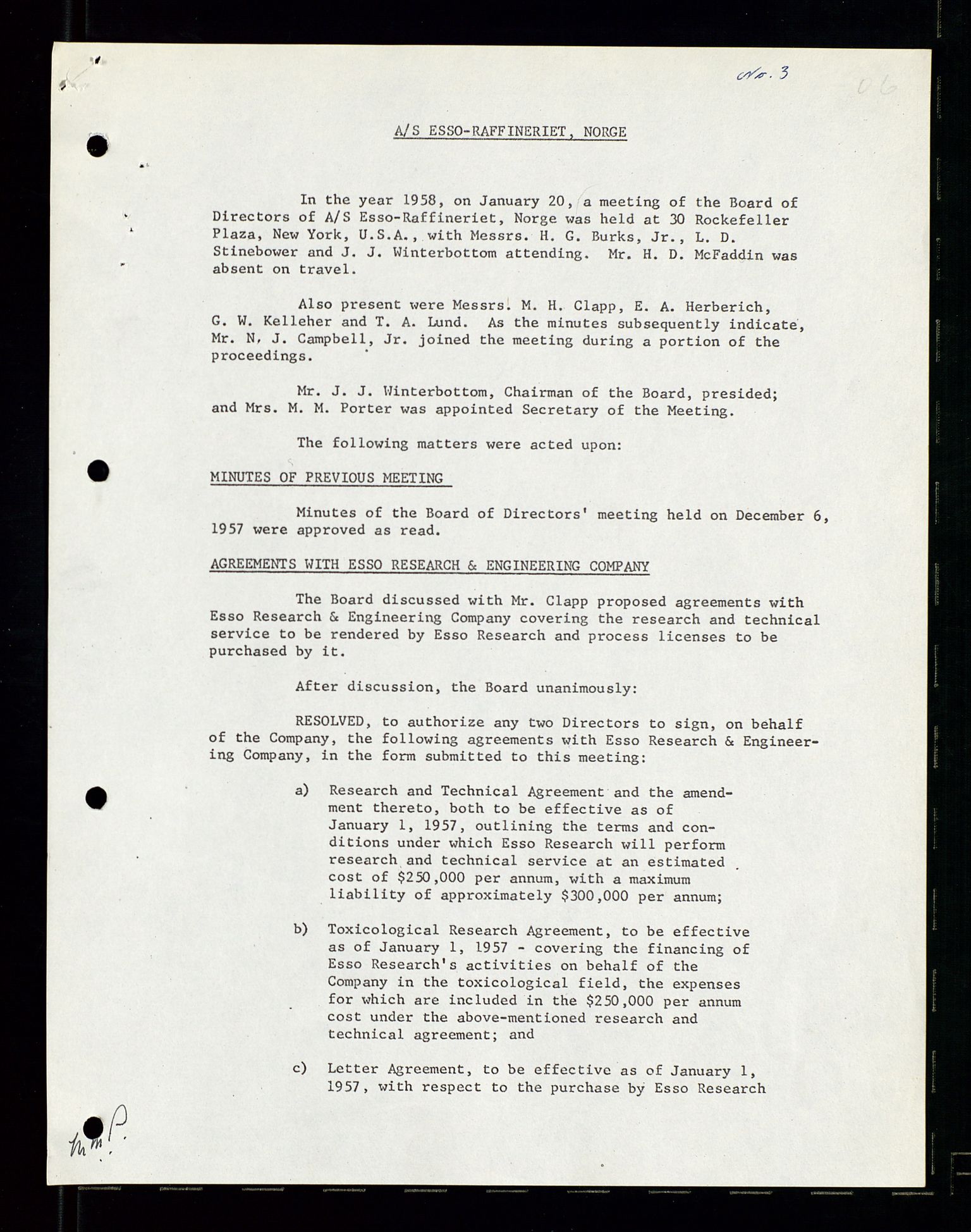 PA 1537 - A/S Essoraffineriet Norge, AV/SAST-A-101957/A/Aa/L0002/0001: Styremøter / Shareholder meetings, Board meeting minutes, 1957-1961, p. 163