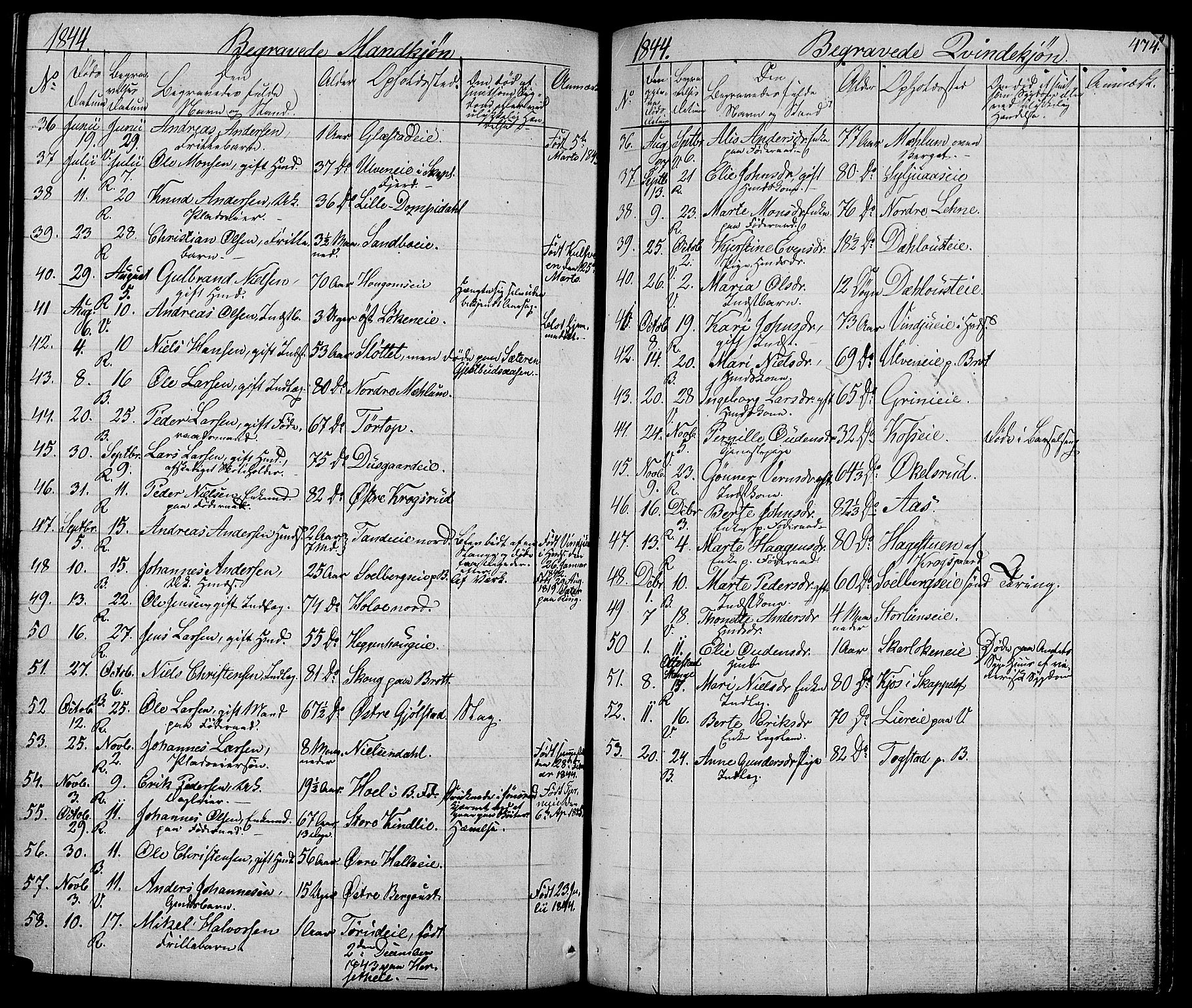Ringsaker prestekontor, SAH/PREST-014/L/La/L0005: Parish register (copy) no. 5, 1839-1850, p. 474