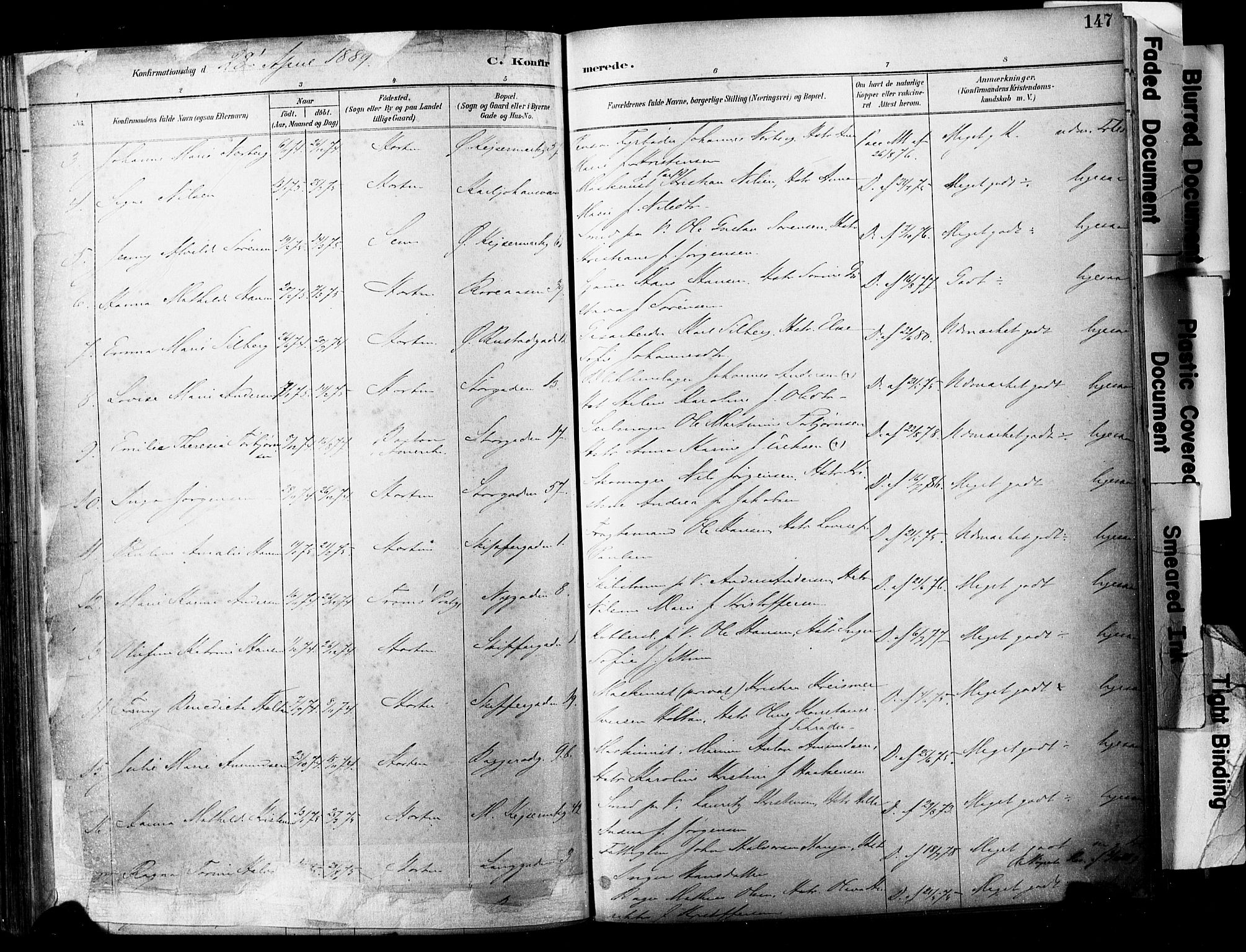 Horten kirkebøker, SAKO/A-348/F/Fa/L0004: Parish register (official) no. 4, 1888-1895, p. 147
