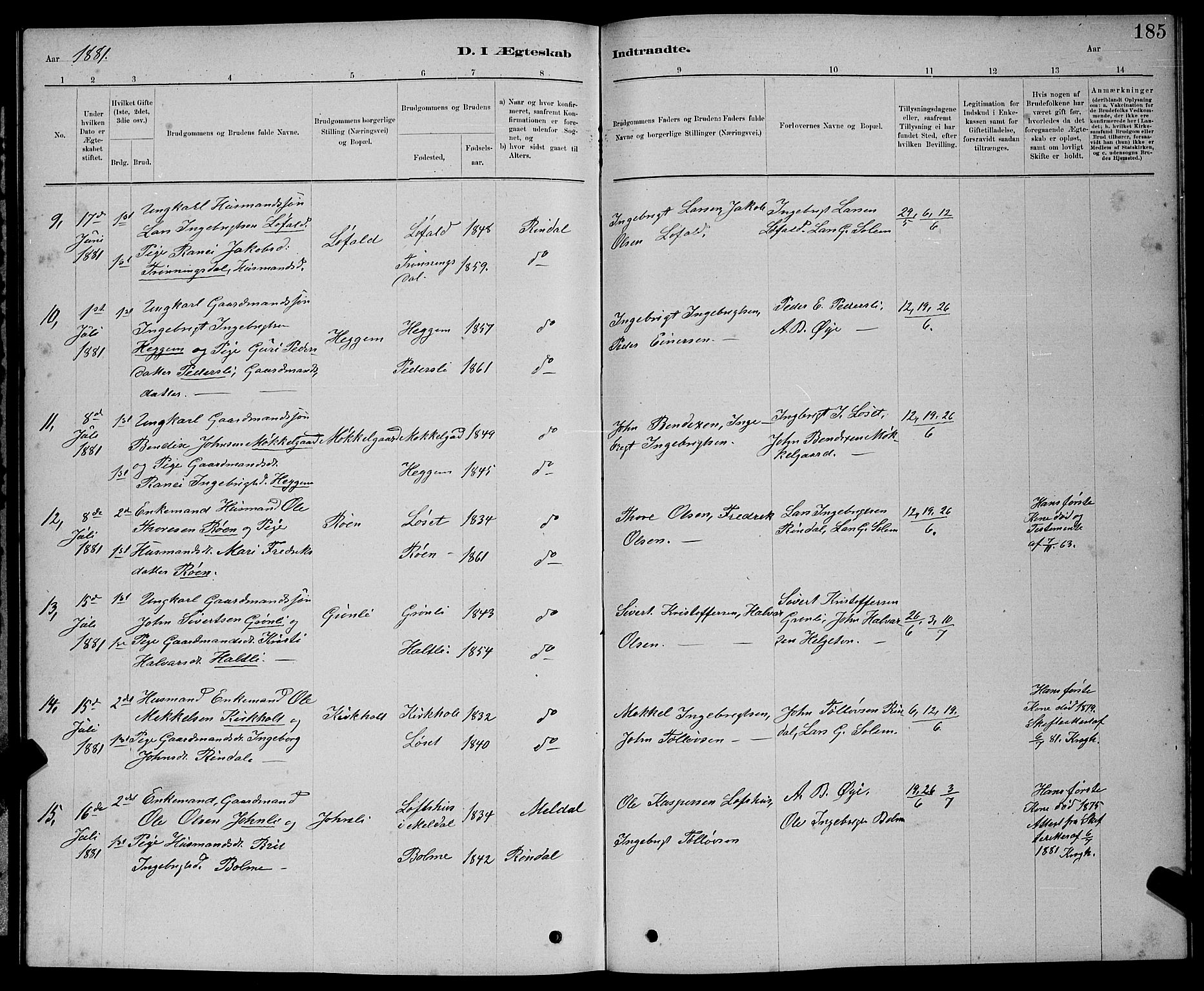 Ministerialprotokoller, klokkerbøker og fødselsregistre - Møre og Romsdal, AV/SAT-A-1454/598/L1077: Parish register (copy) no. 598C02, 1879-1891, p. 185