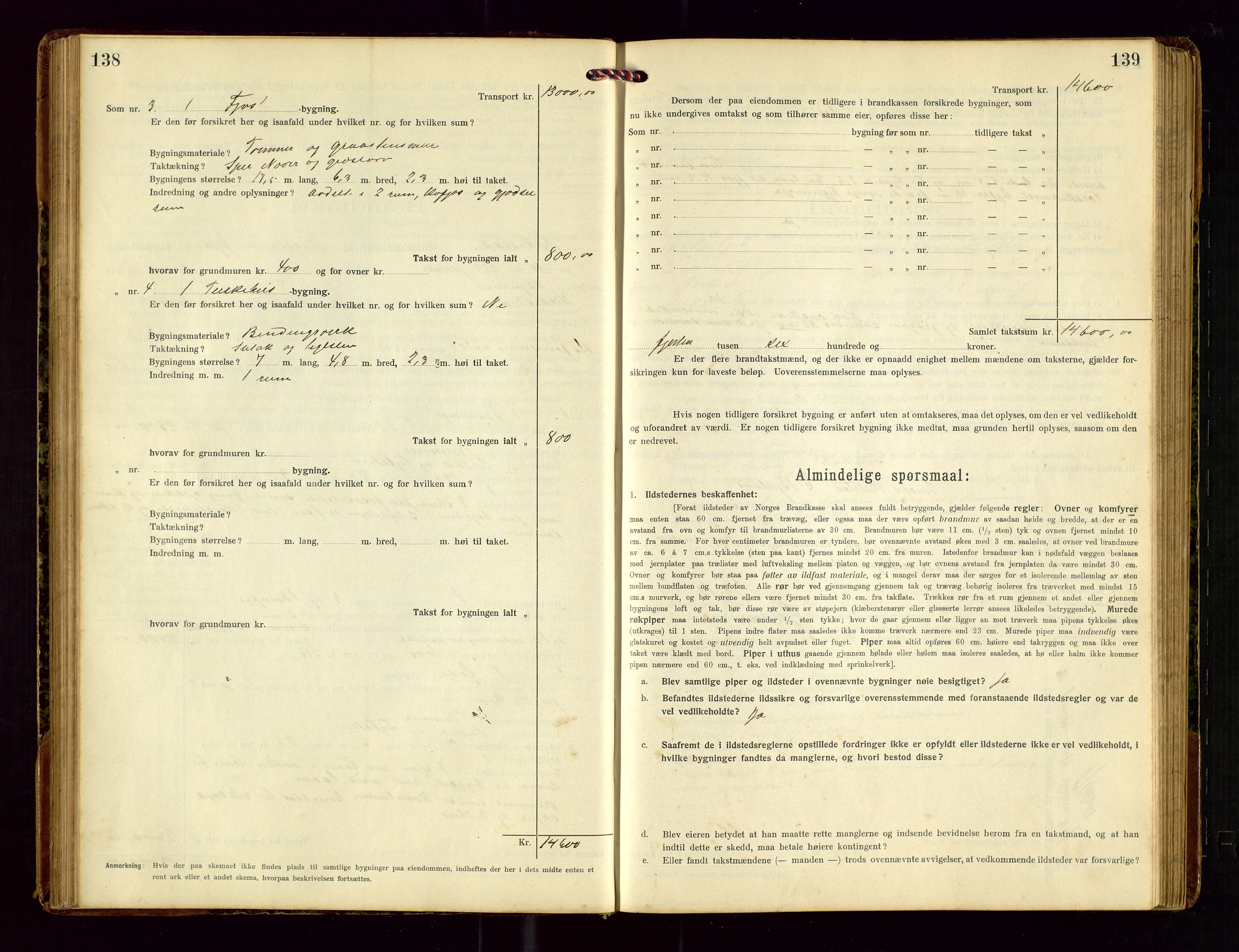 Heskestad lensmannskontor, SAST/A-100304/Gob/L0002: "Brandtakstprotokol", 1915-1922, p. 138-139