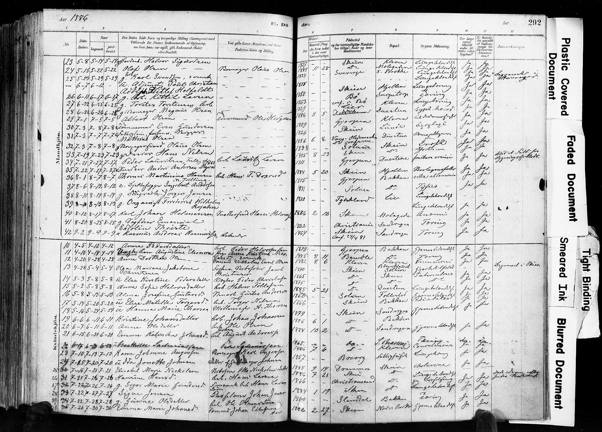 Skien kirkebøker, AV/SAKO-A-302/F/Fa/L0009: Parish register (official) no. 9, 1878-1890, p. 292