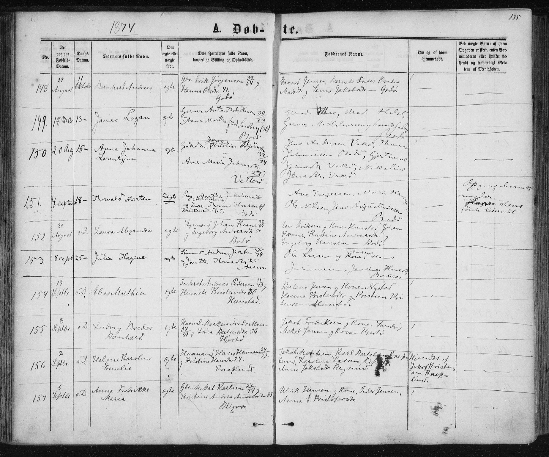 Ministerialprotokoller, klokkerbøker og fødselsregistre - Nordland, SAT/A-1459/801/L0008: Parish register (official) no. 801A08, 1864-1875, p. 135