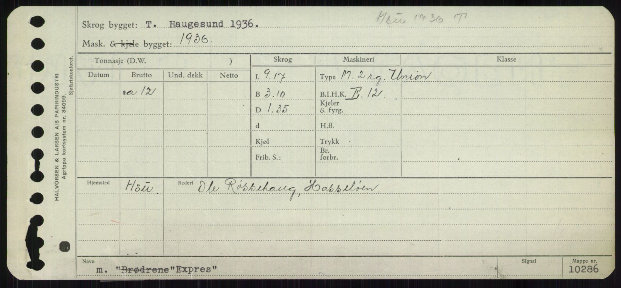 Sjøfartsdirektoratet med forløpere, Skipsmålingen, RA/S-1627/H/Ha/L0002/0001: Fartøy, Eik-Hill / Fartøy, Eik-F, p. 251