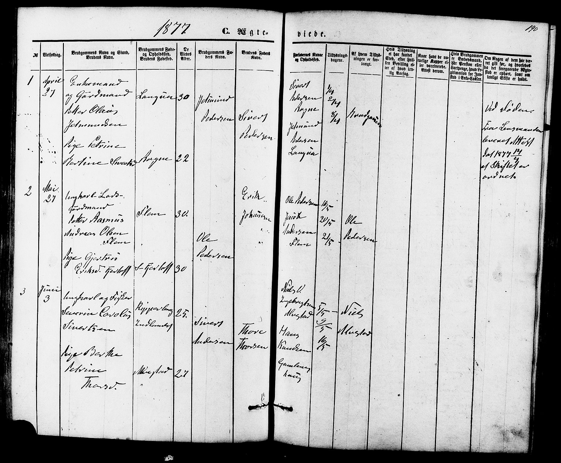 Ministerialprotokoller, klokkerbøker og fødselsregistre - Møre og Romsdal, SAT/A-1454/536/L0500: Parish register (official) no. 536A09, 1876-1889, p. 190