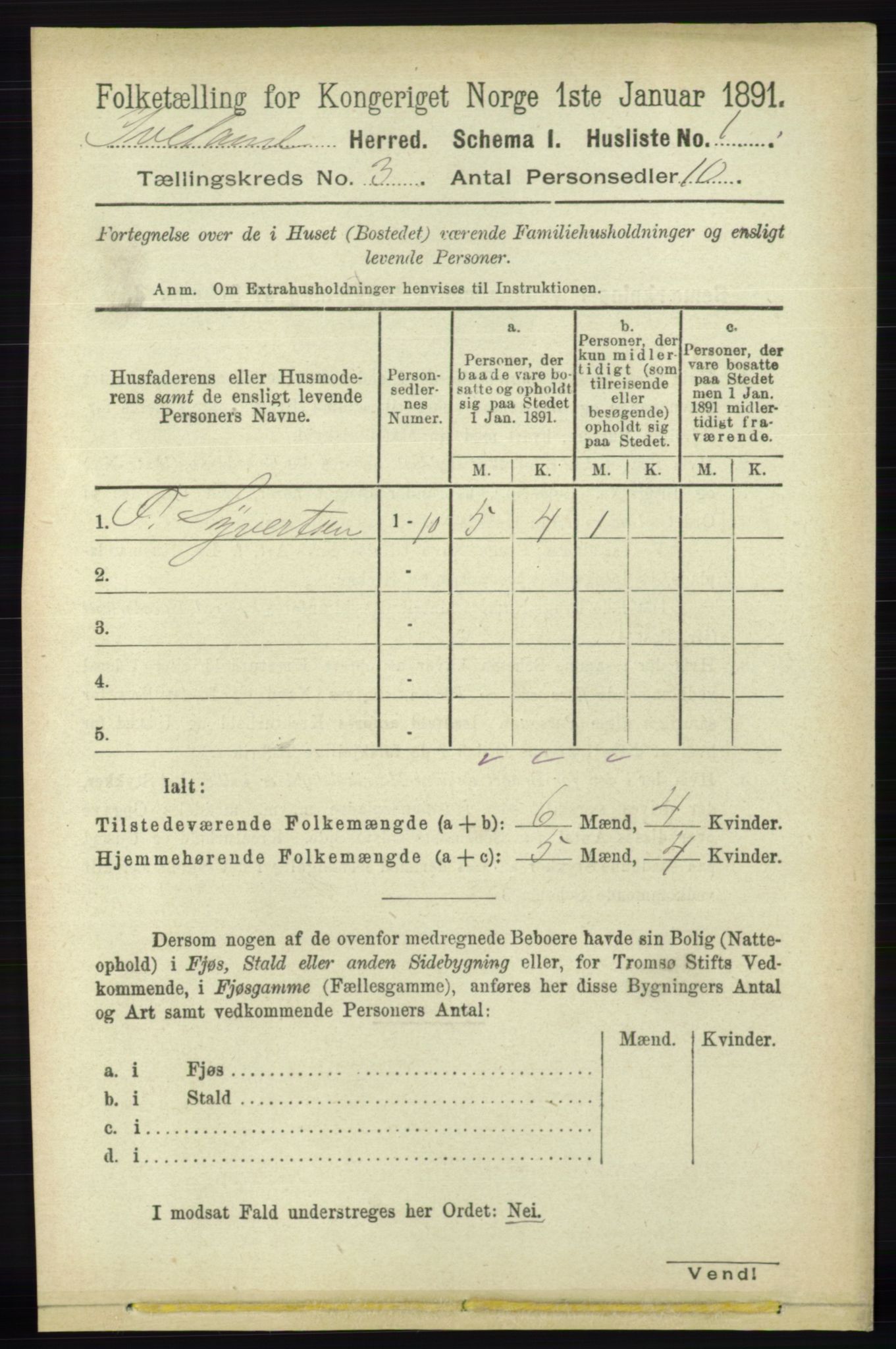 RA, 1891 census for 0935 Iveland, 1891, p. 691