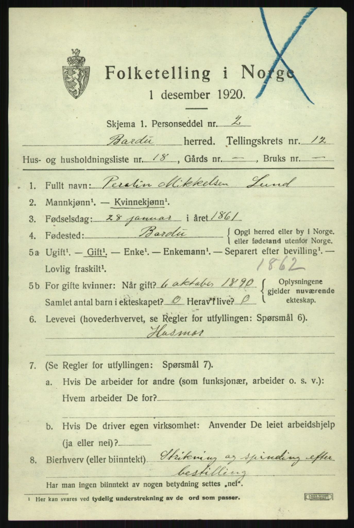 SATØ, 1920 census for Bardu, 1920, p. 4096