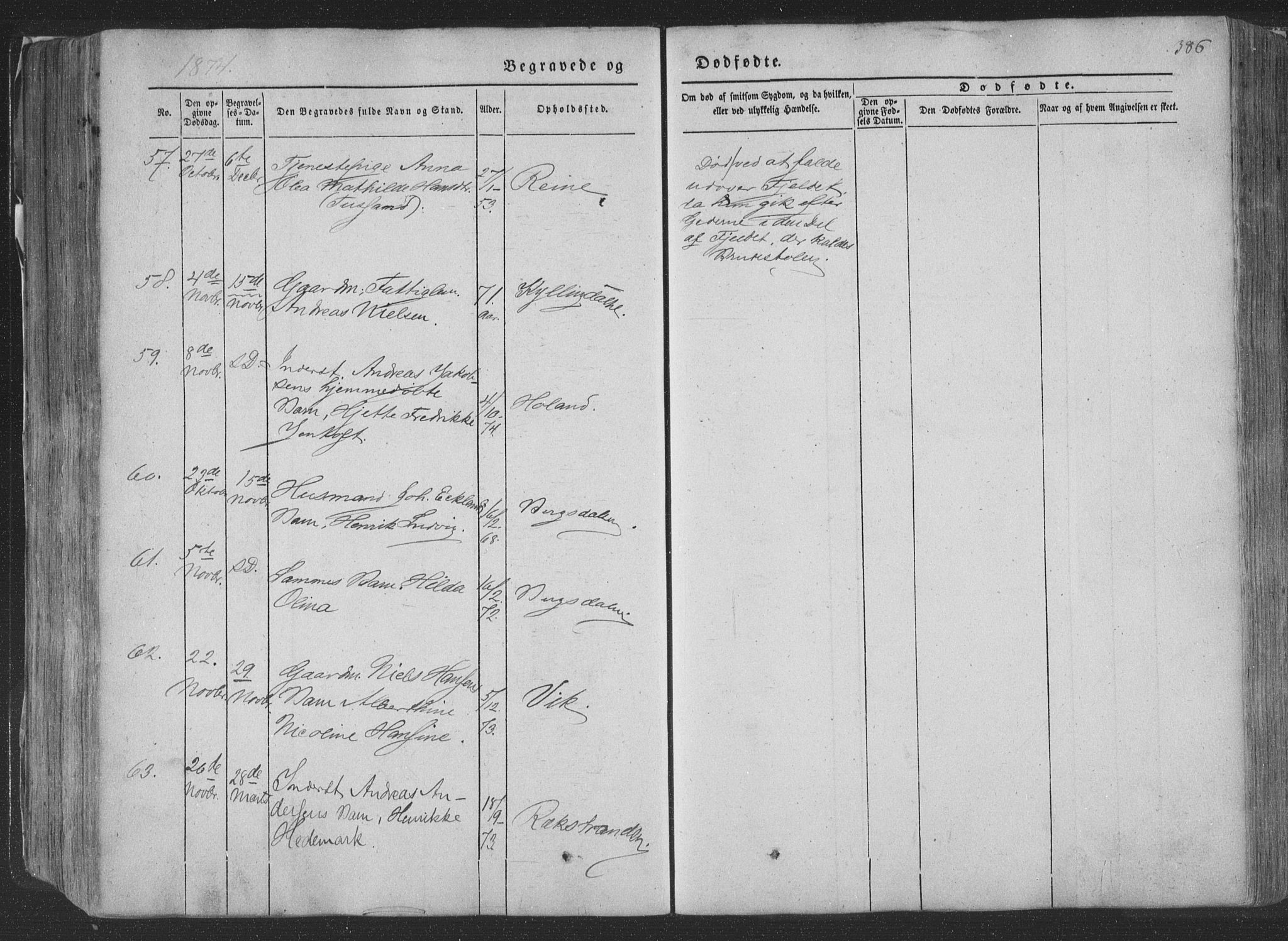 Ministerialprotokoller, klokkerbøker og fødselsregistre - Nordland, AV/SAT-A-1459/881/L1165: Parish register (copy) no. 881C02, 1854-1876, p. 386