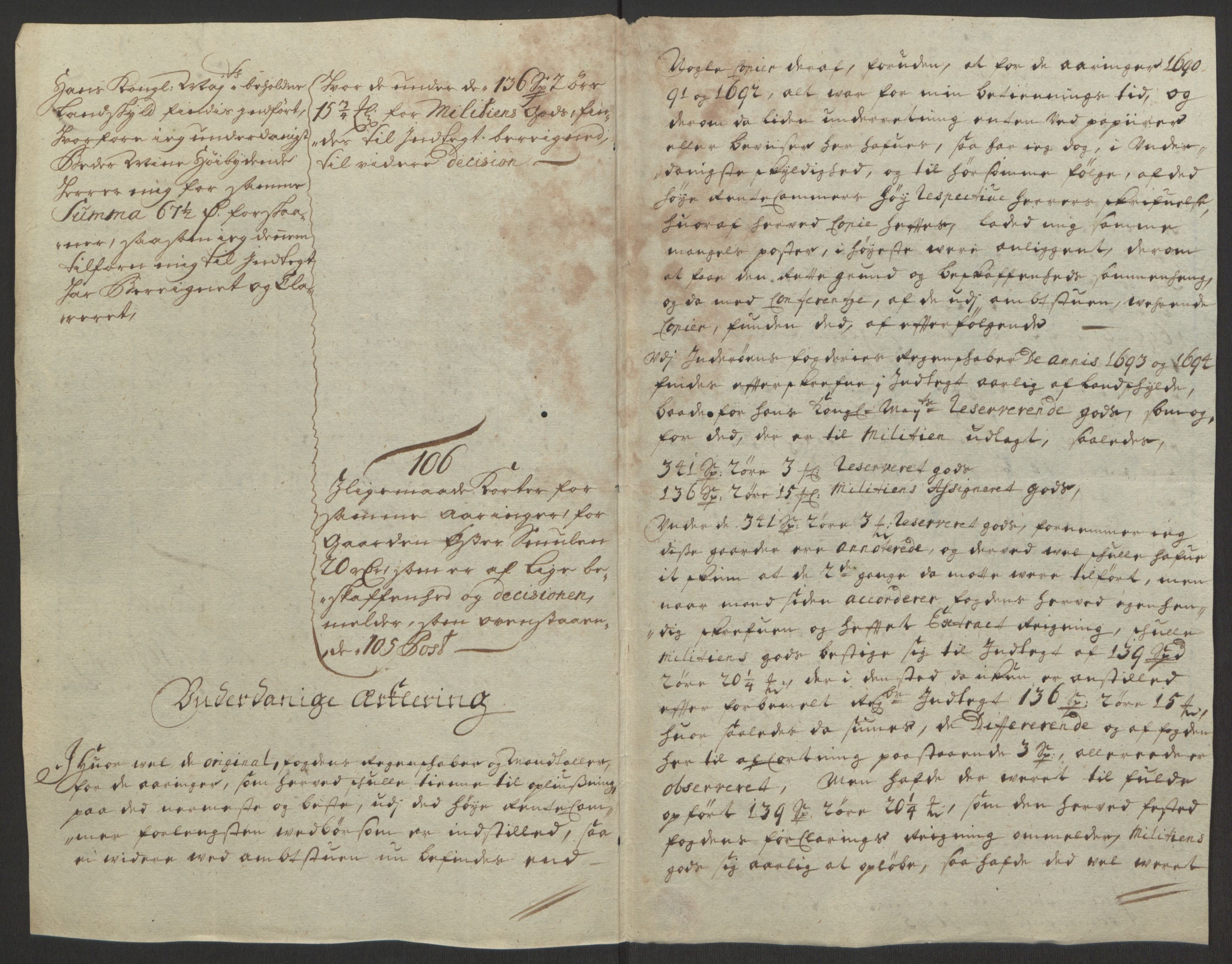 Rentekammeret inntil 1814, Reviderte regnskaper, Fogderegnskap, AV/RA-EA-4092/R63/L4309: Fogderegnskap Inderøy, 1695-1697, p. 118