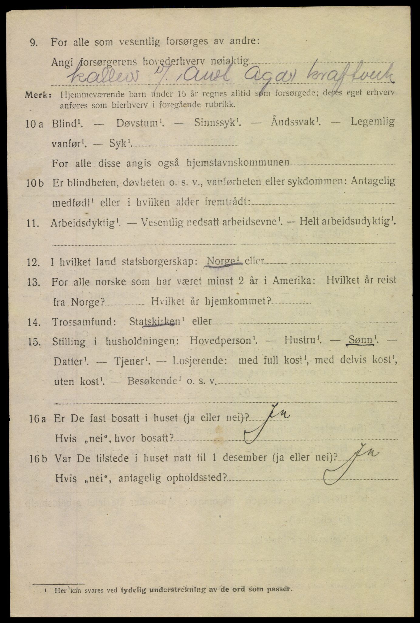 SAK, 1920 census for Arendal, 1920, p. 21039