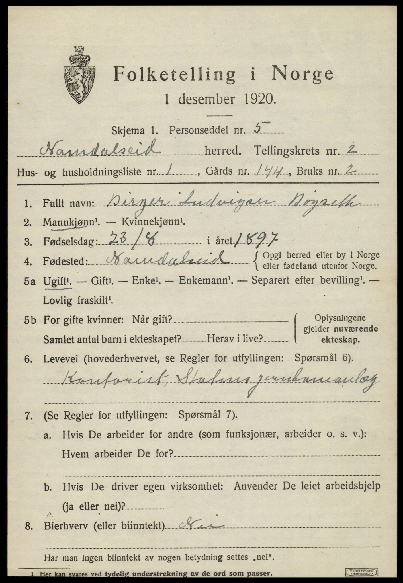 SAT, 1920 census for Namdalseid, 1920, p. 1352